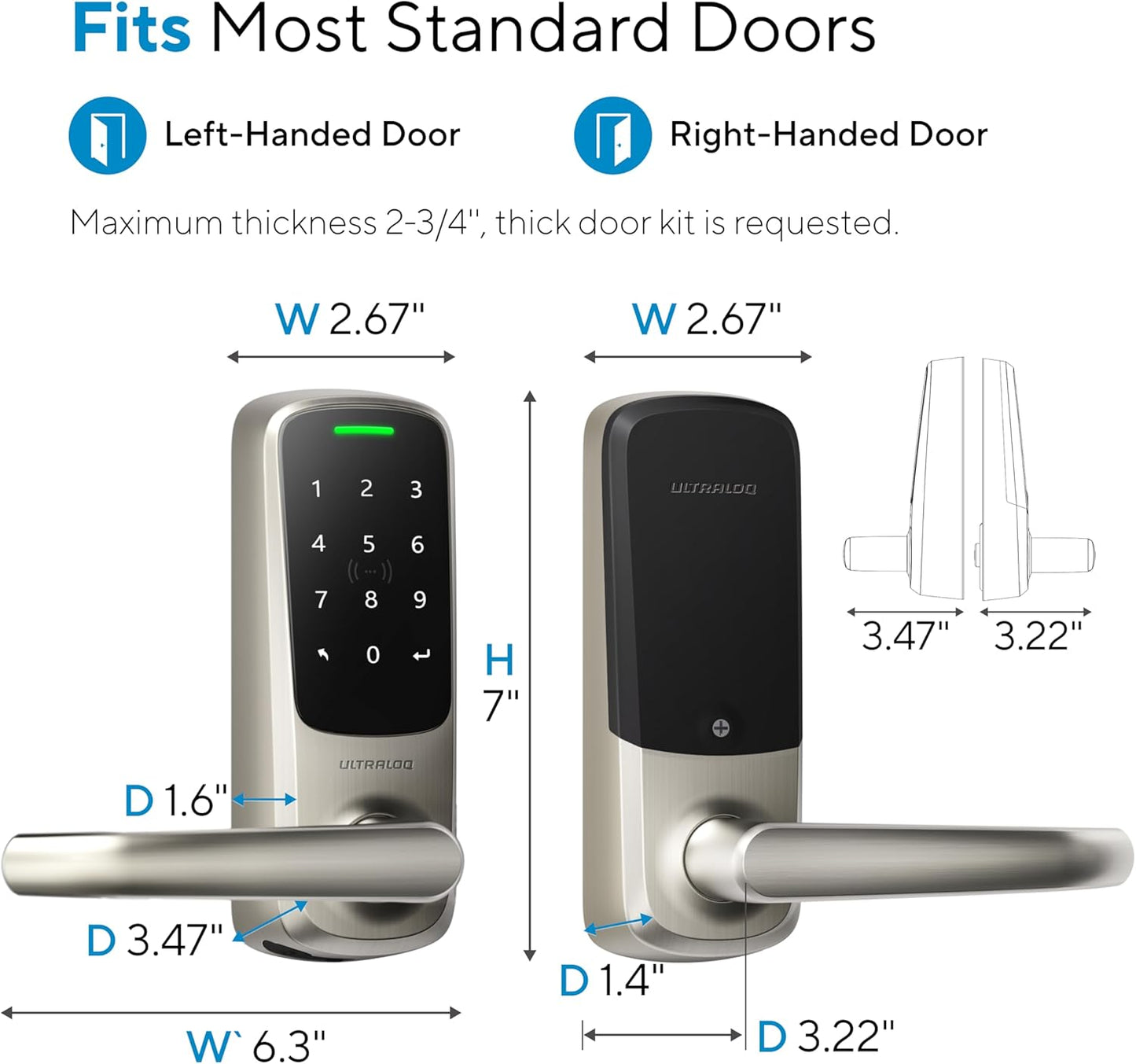 Latch 5 Smart Lock - Built-in WiFi Smart Door Lock with NFC - Keyless Entry Door Lock - Digital Touchscreen Keypad