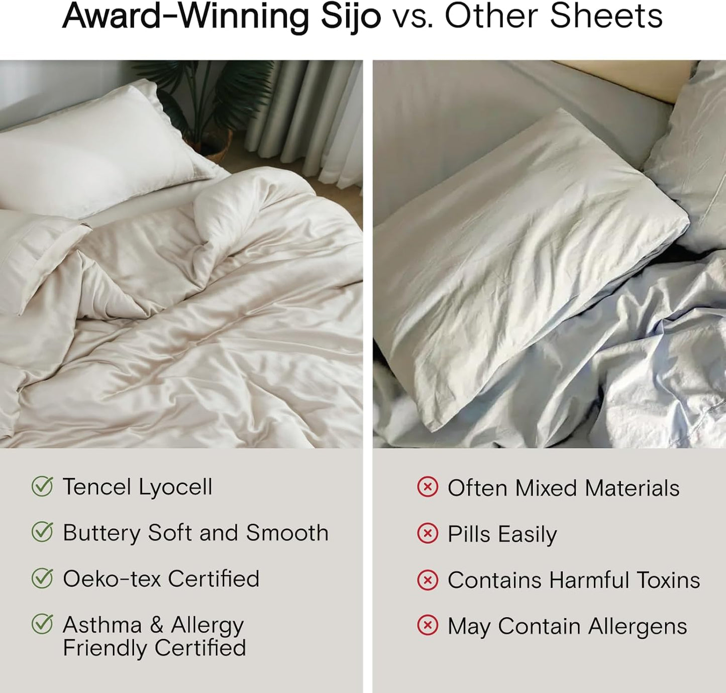 Sijo Premium 100% Austrian Eucalyptus Lyocell Tencel Sheet Set, Softer Than Silk, Architectural Digest 2022 Best Cooling Sheets Award Winner - 3pc