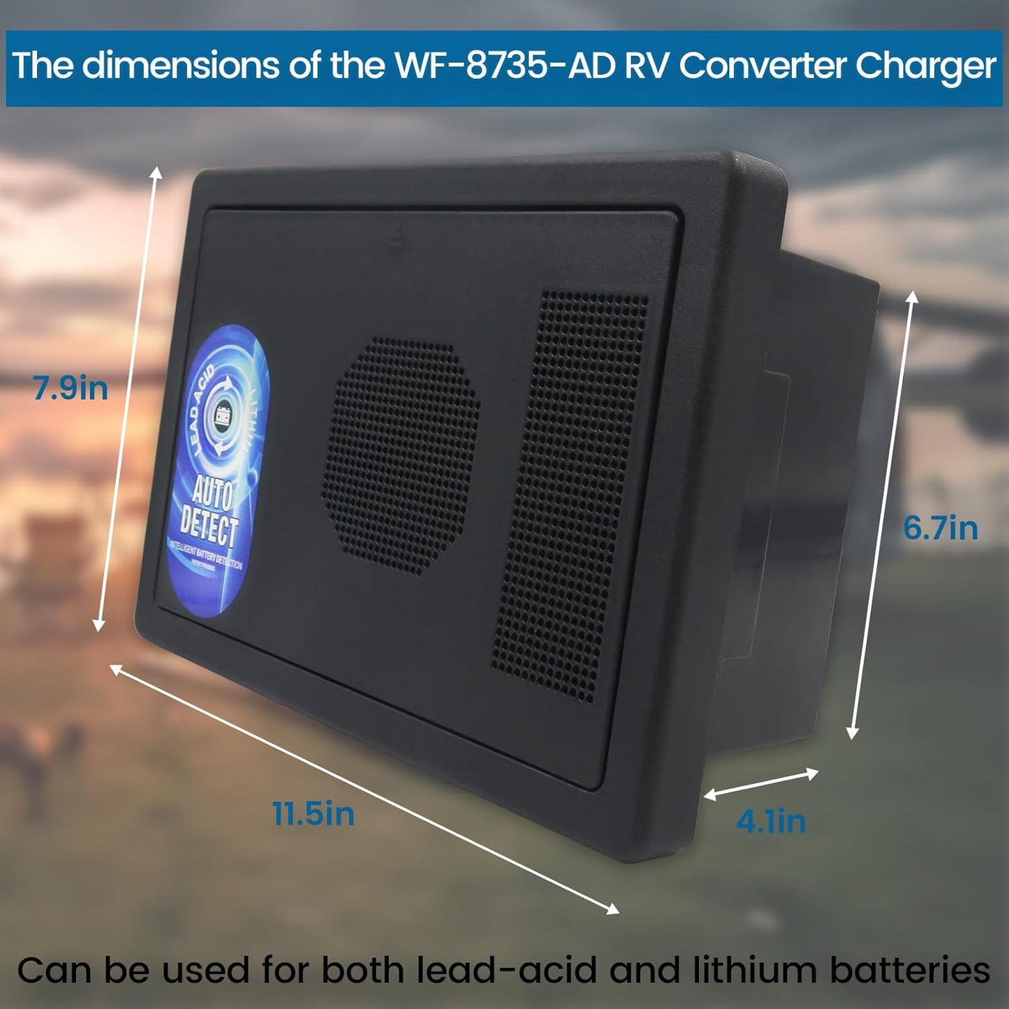 WF-8735-AD RV Converter Charger 30 Amp Power Center, Black 35 Amp DC Output, 3-Stage Charging, WF-8735 Converter for RV,Camper,Caravan,Travel Trailer