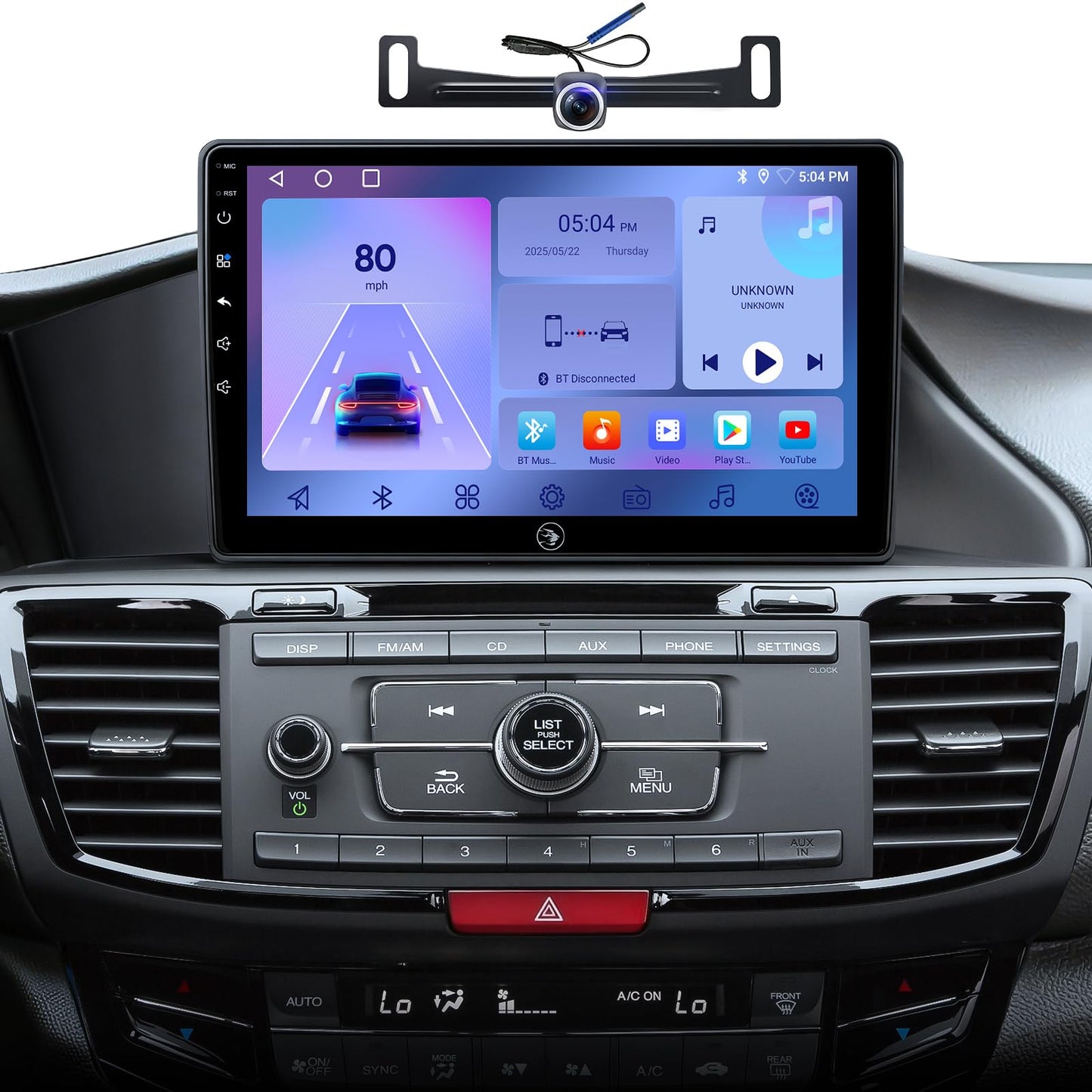 Car Stereo for Honda Accord (2013-2017), 10" Touchscreen Radio Replacement with Wireless CarPlay, Android Auto, GPS Navigation, Bluetooth