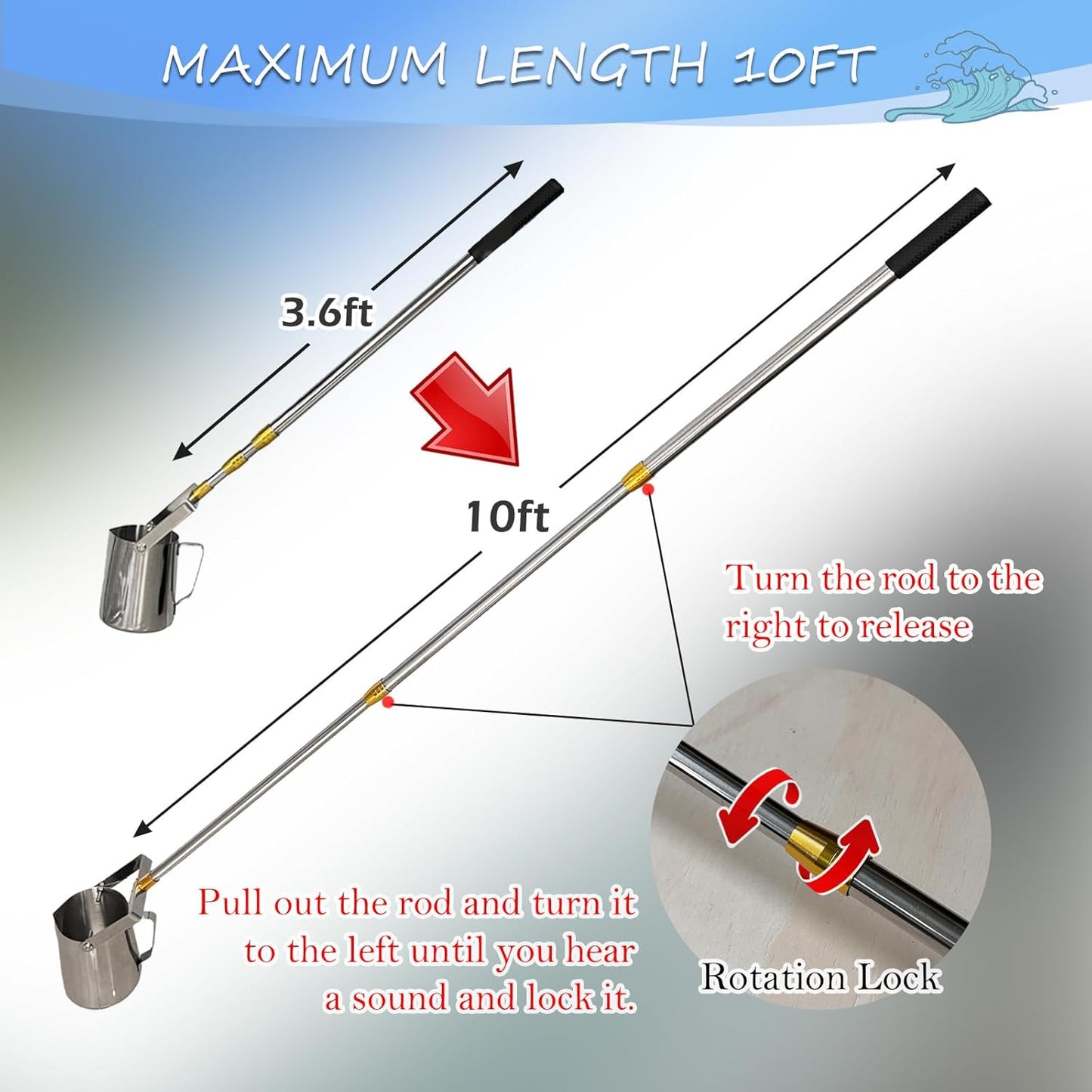 900ml Water Sampler – Telescopic Water Sampler for Laboratory, Food & Beverage, and Environmental Testing