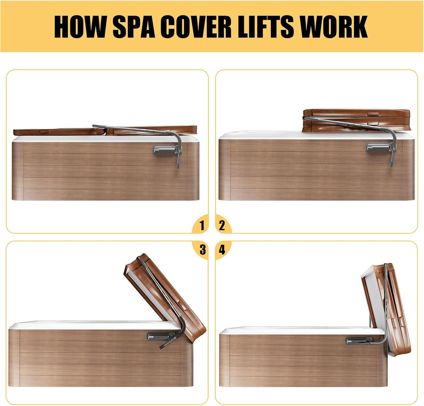 Spa Cover Lifts,Cover Lifts Pivot Top Mount Spa & Hot Tub Cover Lift Removal System,Hydraulic Hot Tub Cover Lift with 4 Hook Towel Rack Fits Most