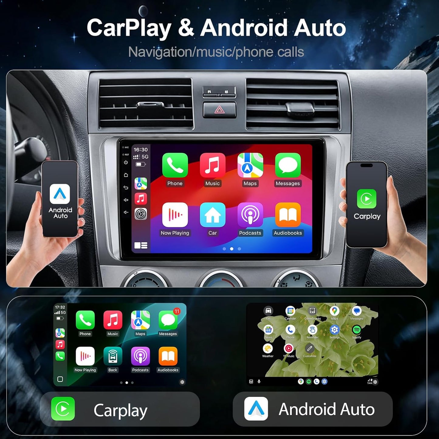 64GB Car Radio Stereo Upgrade for 2006-2011 Toyota Camry, Plug and Play 9'' Android 13 Head Unit with Wireless Carplay/Android Auto/1080P Backup Camera/AM FM Radio 4 Core 2+64GB