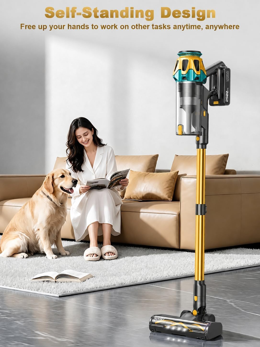 Cordless Vacuum Cleaner, 50KPa 45Mins 9-in-1 Self-Standing Stick Vacuum