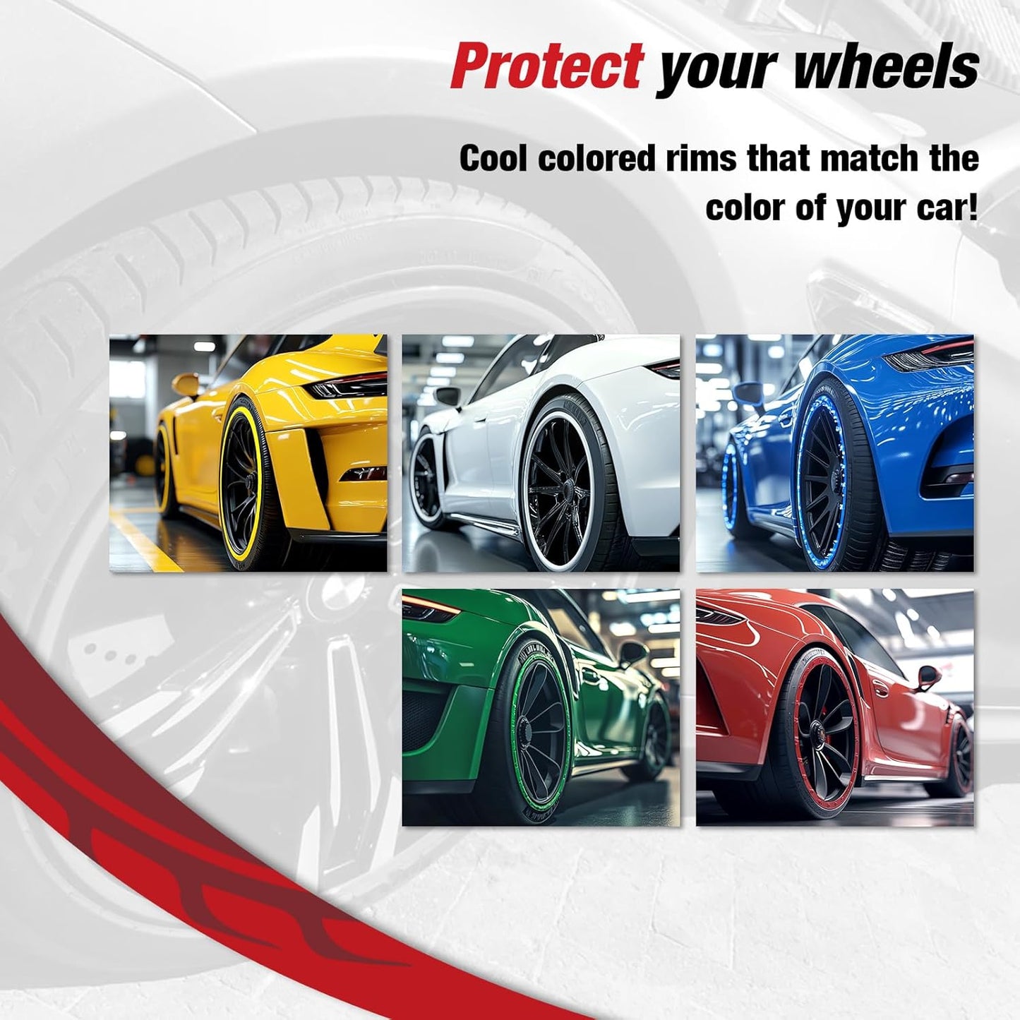 4 Pack Automotive Alloy Wheel Rim Protector -Fits Up 12”to 24”Wheels,Flexible, Durable Rim Protector for Car Wheels to Avoid Scratches & Scuffs - Rim Protector Kit Black