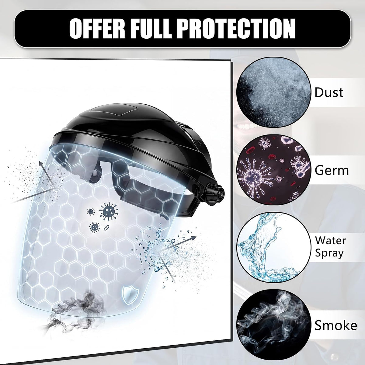 Sosation 24 Pcs PVC Safety Face Shield for Grinding Cutting, Black Frame