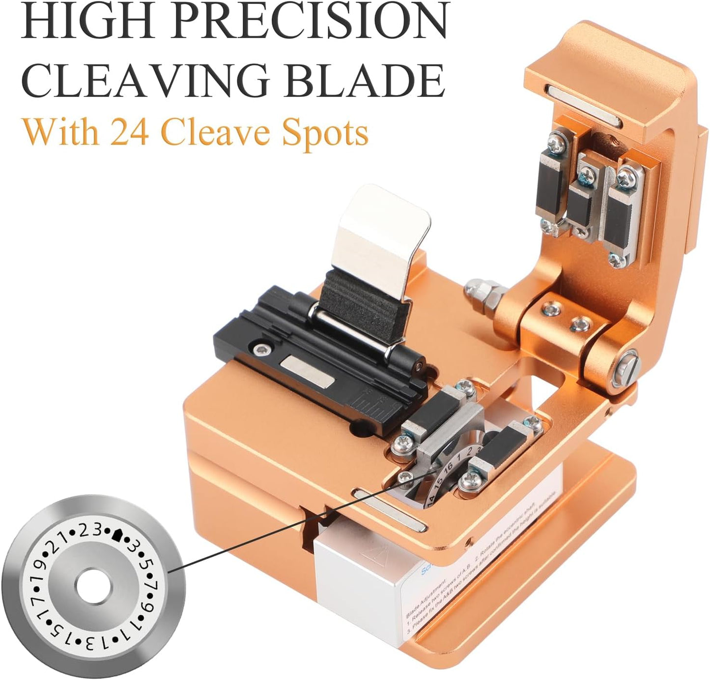 Optical Fiber Cleaver, High Precision FTTH Fiber Optic Cleaver Tool with 16 Cleaving Spots & 50000 Cleaves for 0.25mm/0.9mm/3.0mm Fibers, with Scrap Collector