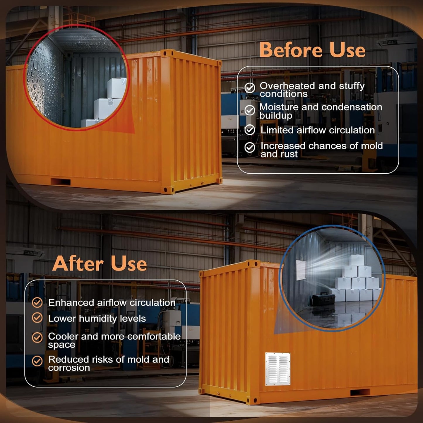 2 Pack Shipping Container Vents, Prevents Condensation and Overheating,Increase Air Circulation,14.17"*11.4"Container Vents for Container Houses, Containers,Cabins and Offices