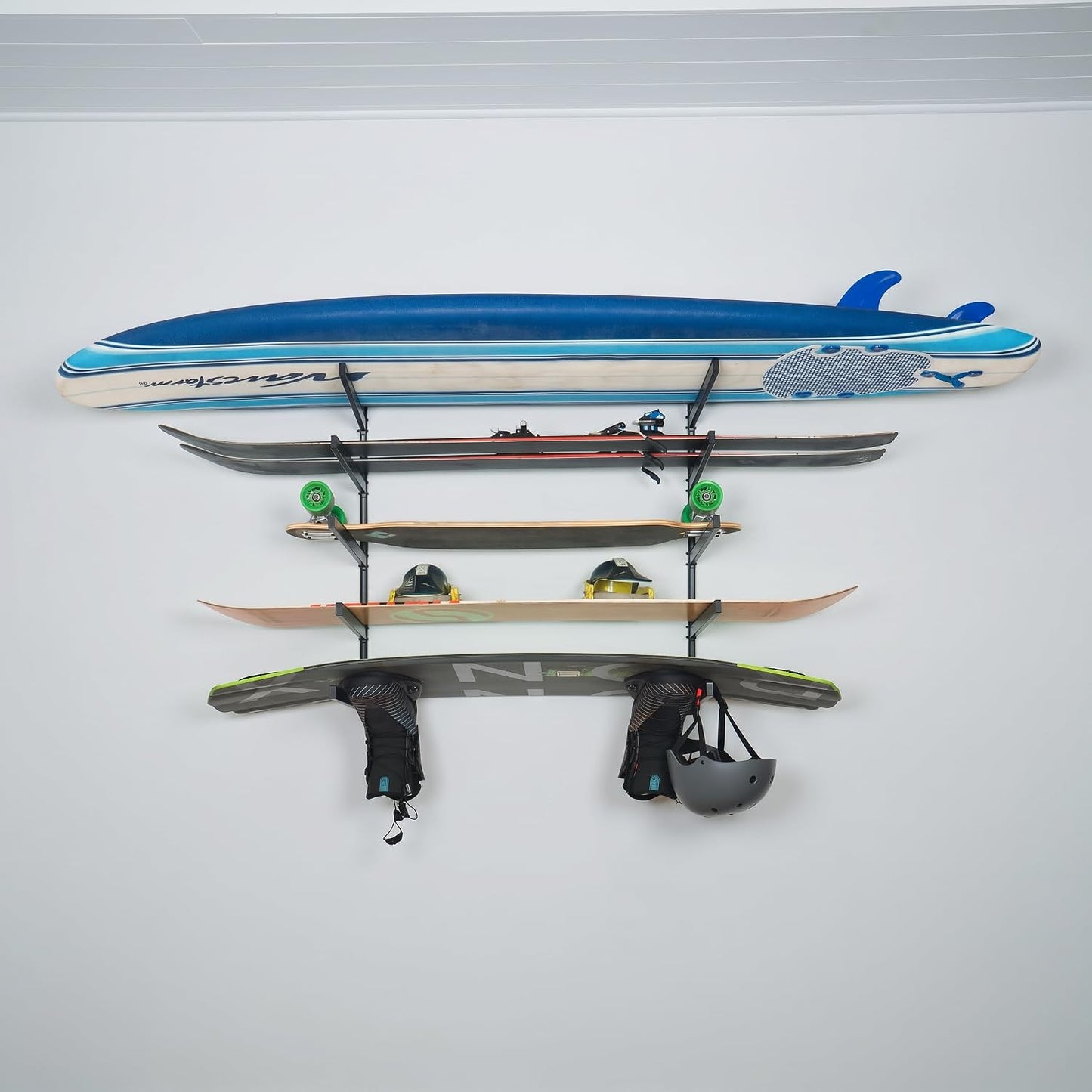 StoreYourBoard G-Vert Mini Wall Rack – Heavy-Duty Indoor Adjustable Multi-Sport Board Rack, 5 Levels for Surfboards, Paddle Boards, Snowboards, Skateboards and More, Holds 200 lbs