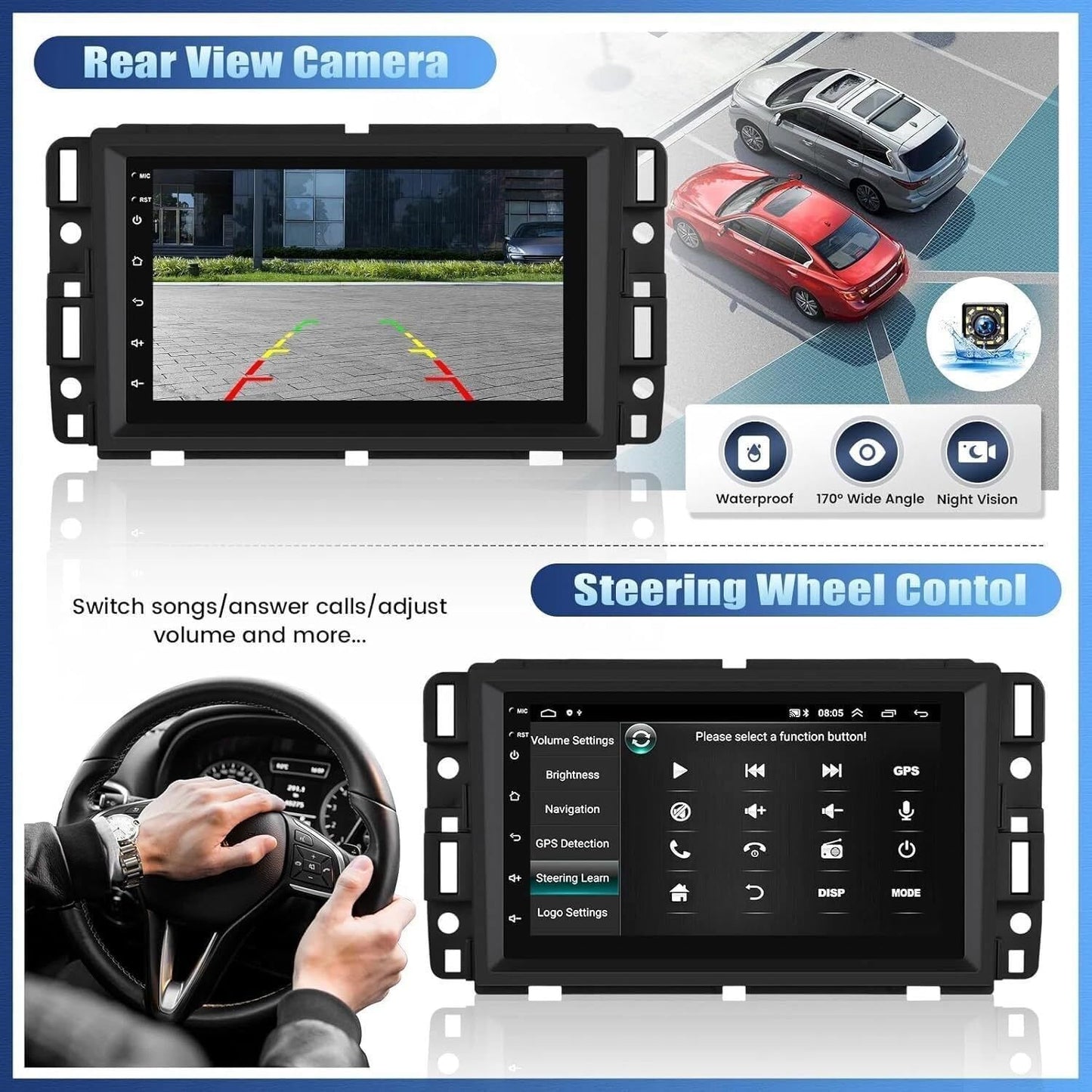 Android 13 Car Radio Stereo for Chevy Chevrolet Impala 2006-2013 Upgrade 7inch IPS Touch Screen Head Unit Wireless CarPlay Android Auto Mirror Link Bluetooth GPS Navi WiFi FM RDS SWC Backup Camera 2+32G One SIze