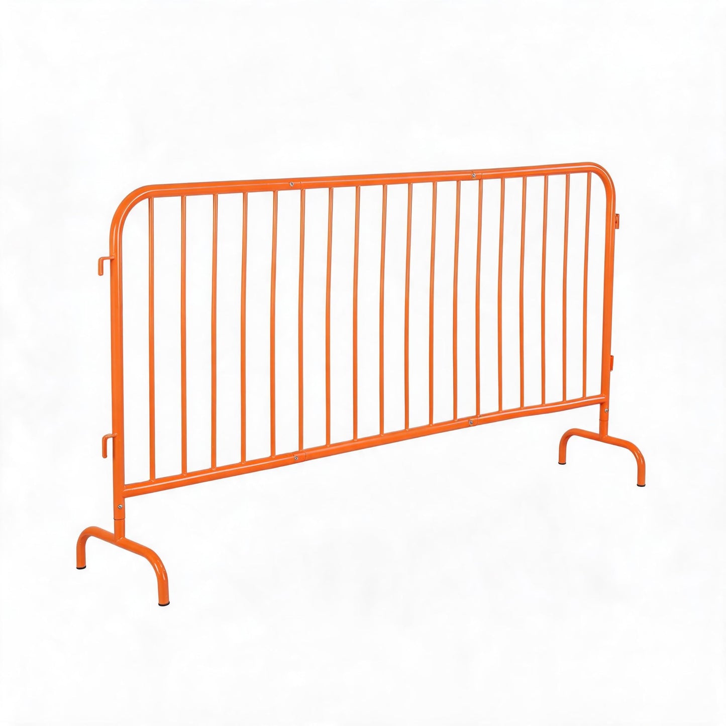 Interlocking Steel Barricade, 7.5 Ft. Heavy Duty Galvanized Metal Barricade, Interlocking Steel Road Barriers with with Bridge Feet Base, for Crowd Control Event Fencing Indoor/Outdoor, Orange