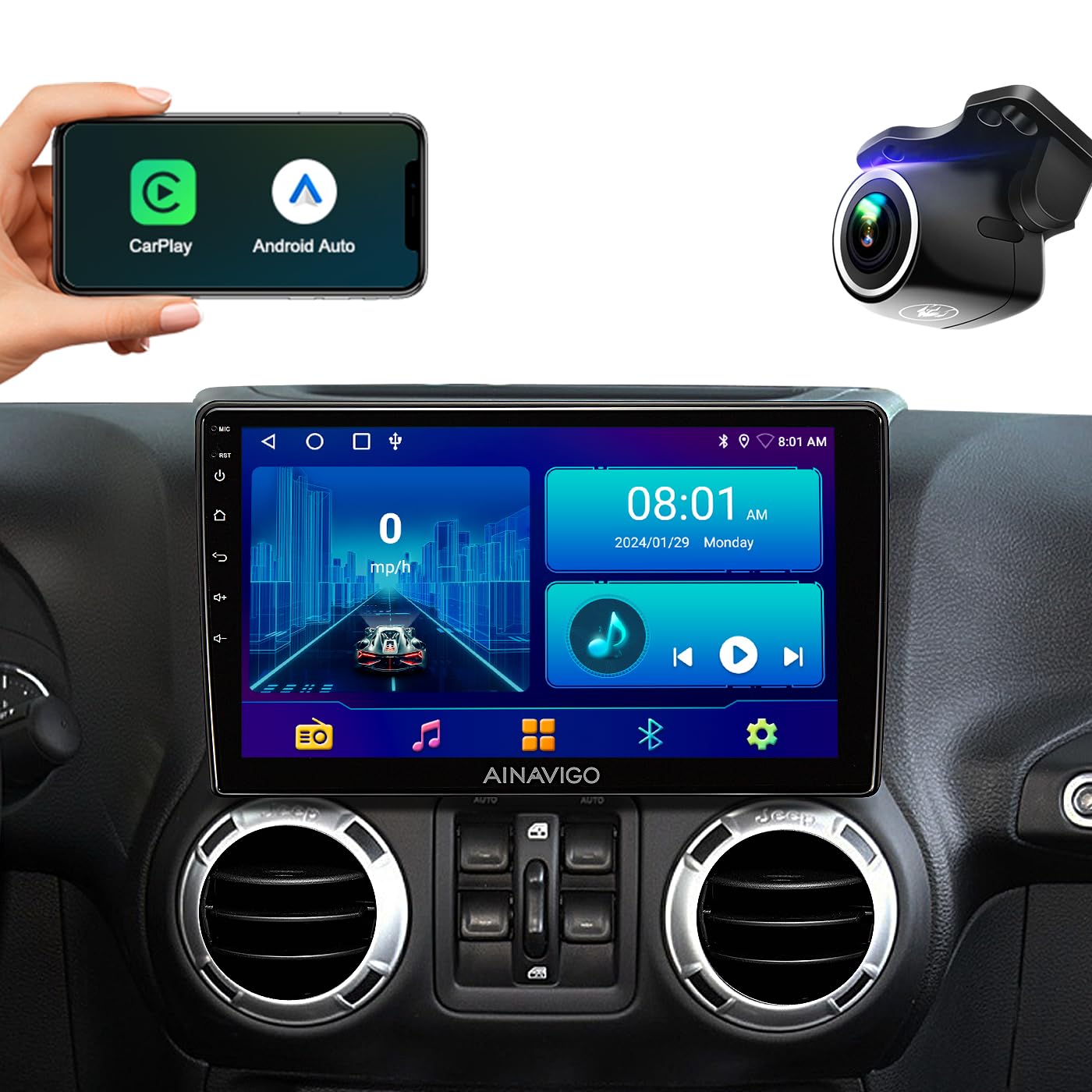 10.2'' Car Radio Stereo for Chevy Silverado 2007-2013 GMC Sierra Yukon Chevrolet Buick Enclave Wireless CarPlay & Android Auto, HD Touchscreen, Android 13, GPS Navigation, HD Backup Camera