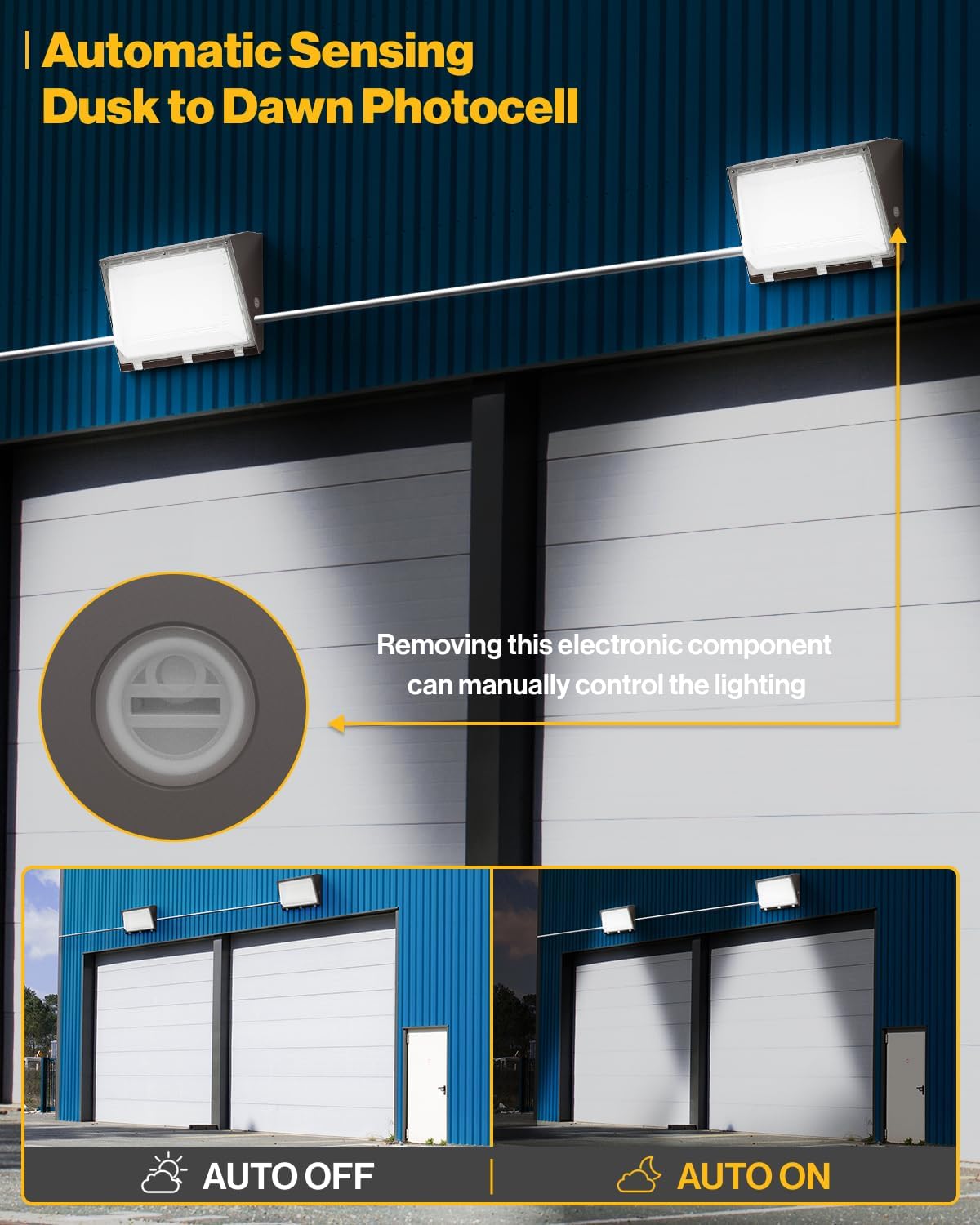 120W LED Wall Pack Outdoor Dusk to Dawn Photocell Sensor Industrial Dimmable Waterproof Commercial Grade Security Warehouse Parking Lot, 6000K