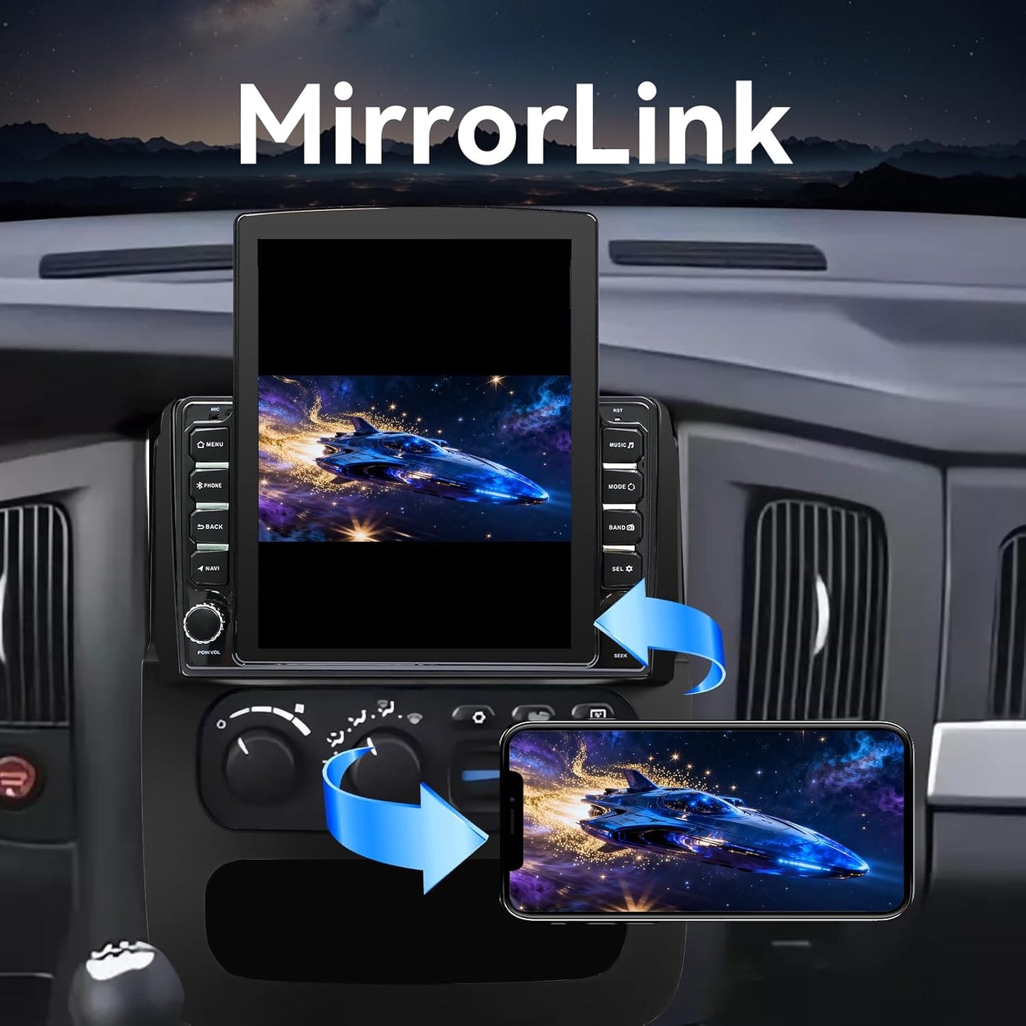 Android 14 Car Stereo Radio Compatible with Dodge Ram 1500 2500 3500 2002 2003 2004 2005 Wireless CarPlay & Android Auto AHD Backup Camera Upgrade 9.7" Touch Screen GPS WiFi SWC FM Bluetooth 2+64G for 2002-2005 Ram