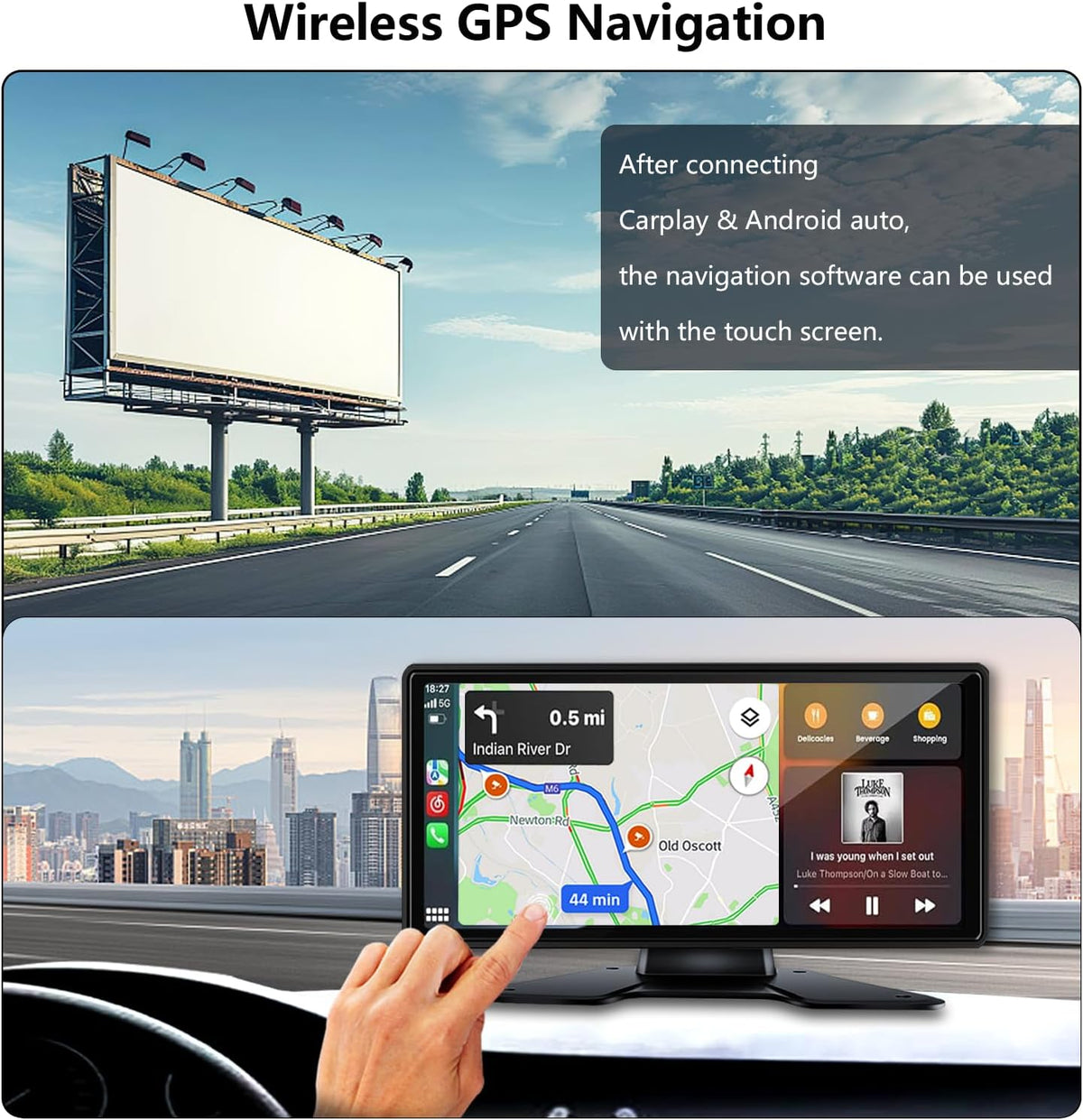 RV Backup Camera System with CarPlay & Android Auto, RVInWest 10.36" Touchable Monitor with Mirror Link DVR Recording + 4 AHD 1080P IP69K Waterproof Night Vision Camera for RV Truck Trailer Bus