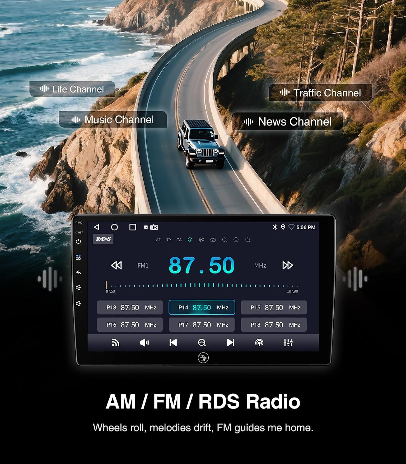 10.2'' Car Stereo Radio for GMC Sierra Chevy Silverado 2014-2018 | HD Touchscreen Carplay/Android Auto/GPS/Bluetooth/AM/FM Radio/HD Backup Cam/SWC