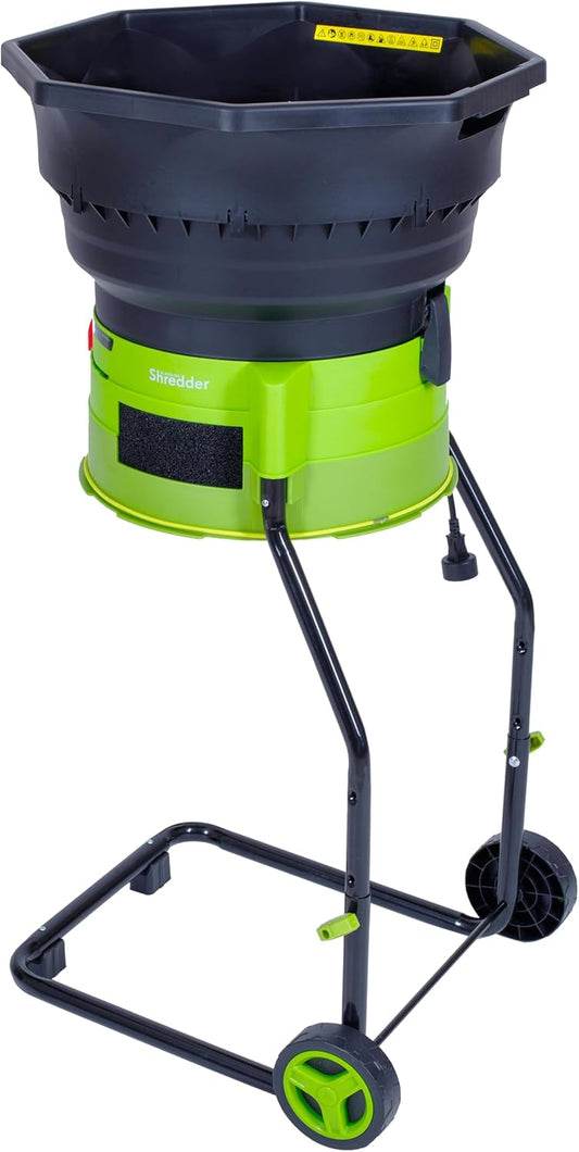Bladeless Leaf Shredder & Mulcher | Powerful 15 Amp, 9,000RPM Motor for 18:1 Reduction Ratio