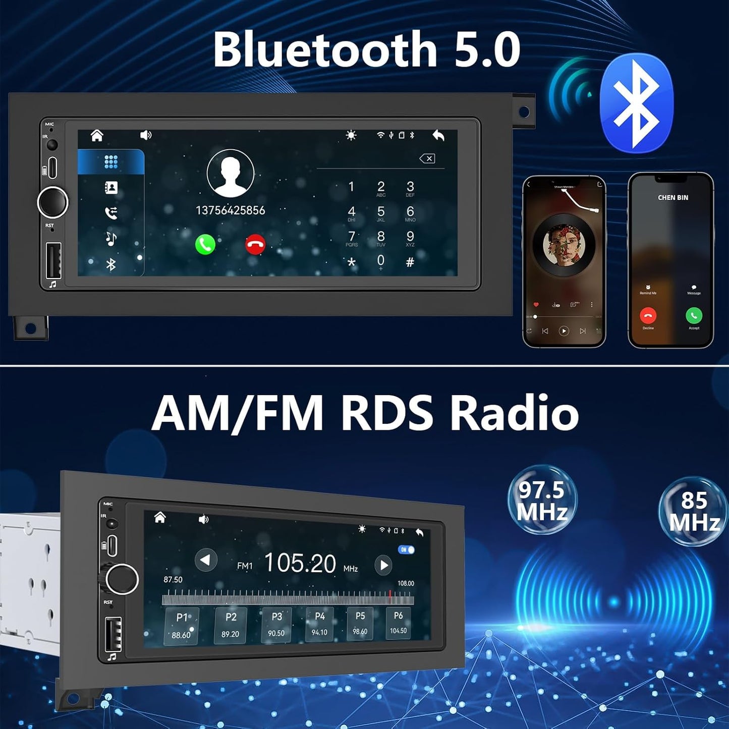 Plug&Play Car Stereo for Dodge Ram 1994-2001 /Dakota1987-2000 /Caravan 1984-2000 / Pickup D150 D250 D350 1984-1993/Town&Country 1990-2000/Grand Cherokee 1993-1998 Wireless CarPlay&Android Auto AM/FM