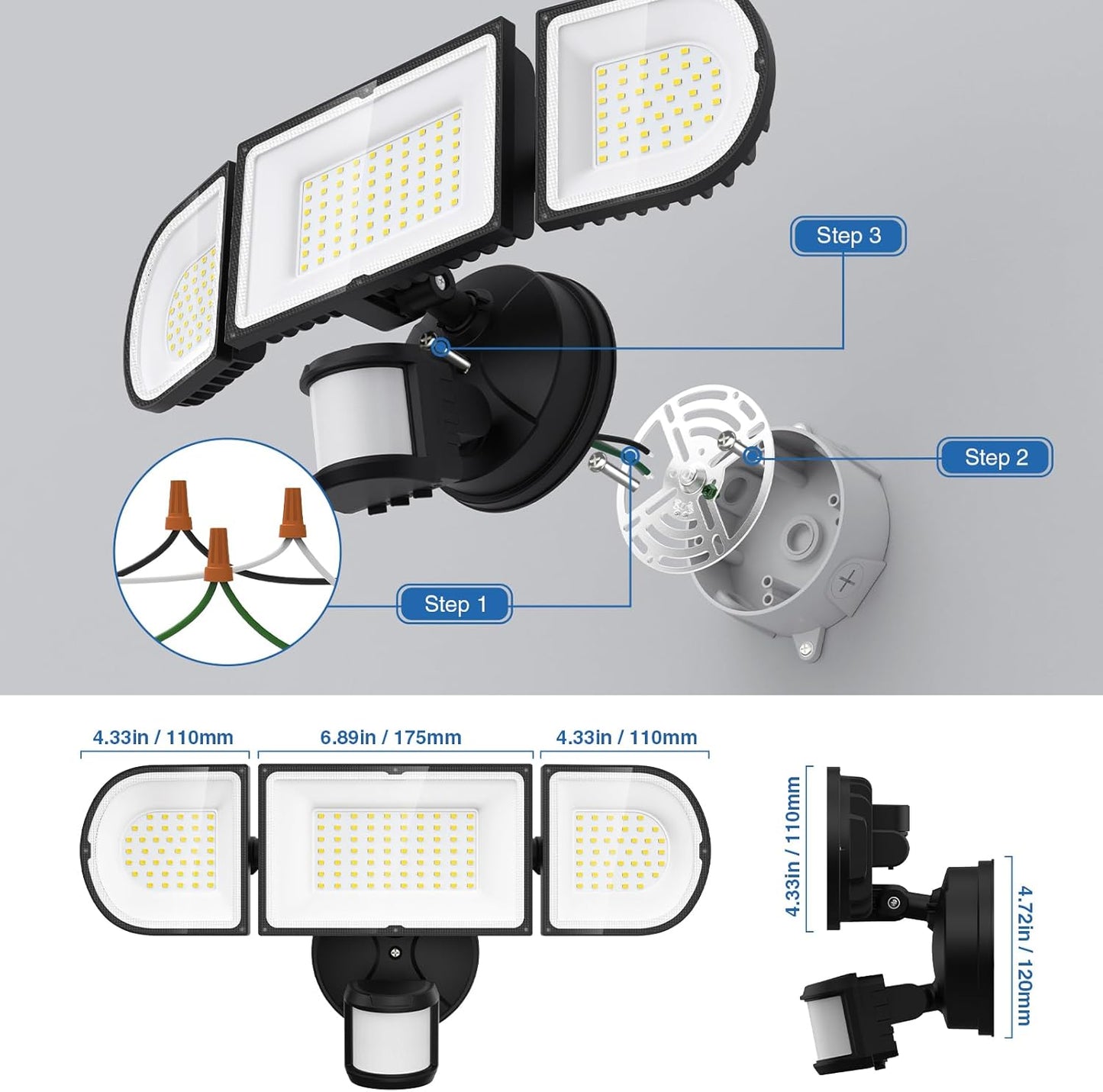 150W Motion Sensor Lights Outdoor for Outside, 15000LM LED Flood Lights Outdoor wired Dusk to Dawn, Exterior Security Floo