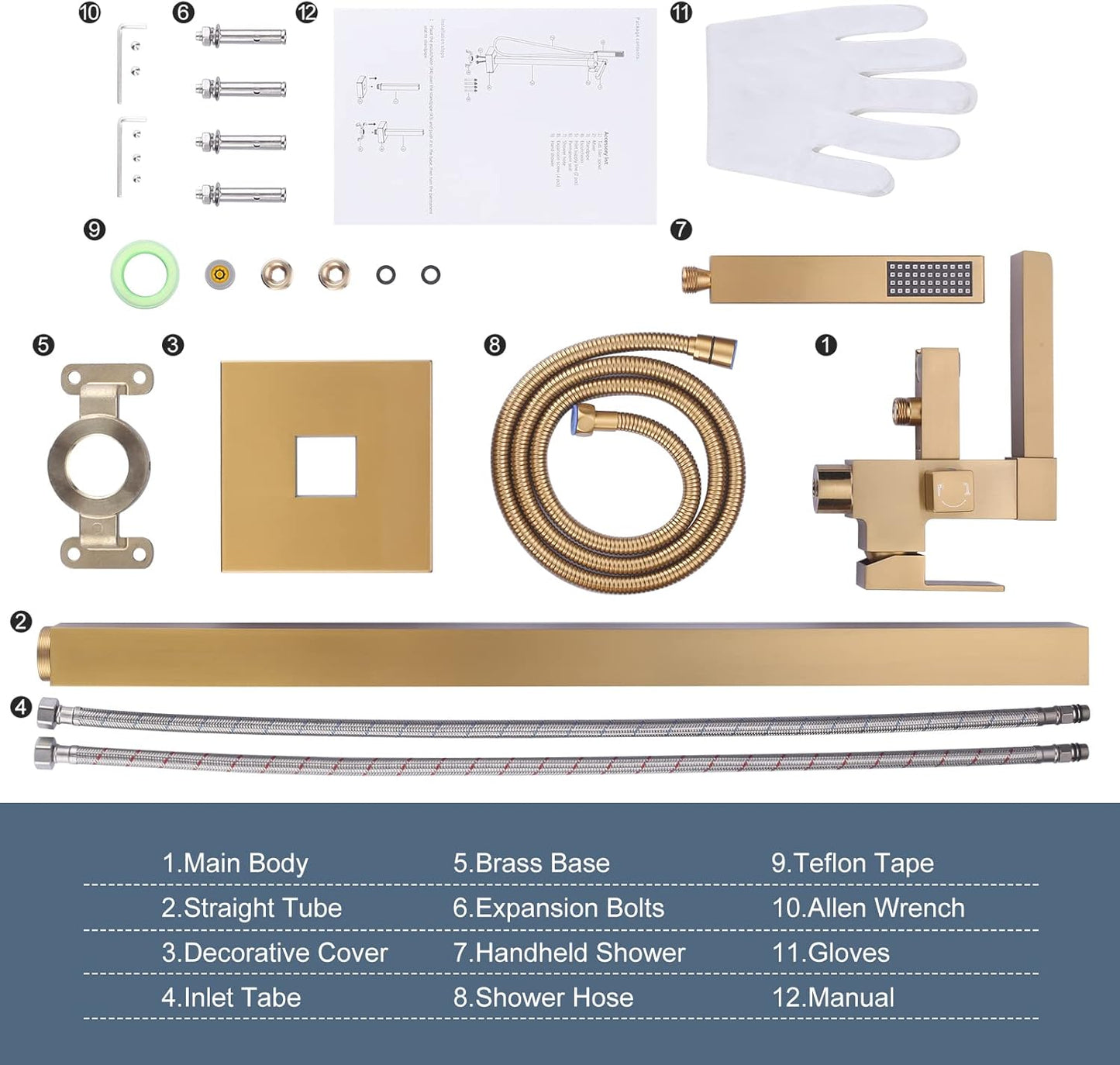 Freestanding Tub Faucet Brushed Gold: ALEASHA Free Standing Tub Filler, High Flow Max 6.74 GPM, Brass Made Floor Mount Bathtub Faucet with Handheld