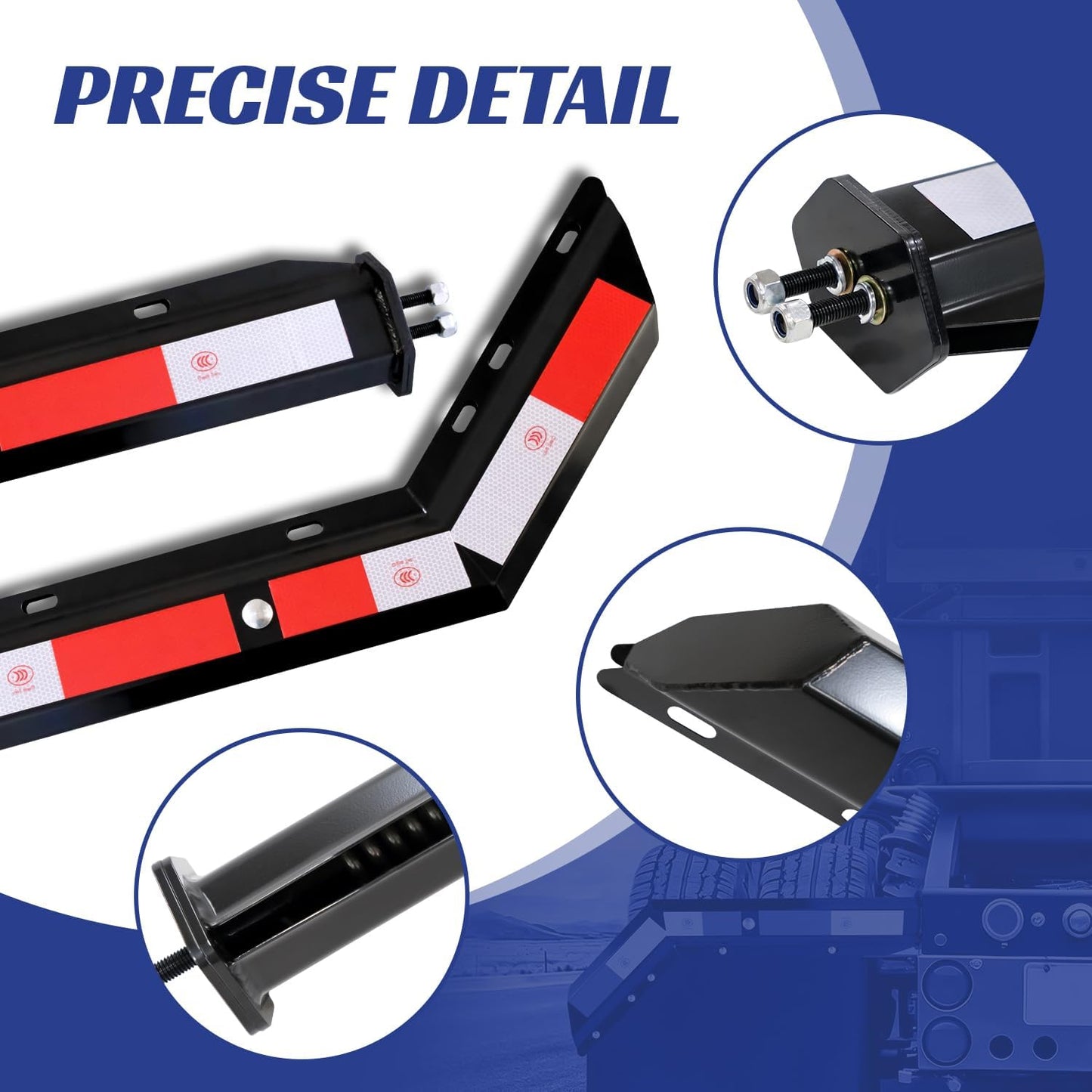 30'' Angled Spring Loaded Mud Flap Hanger Bracket Set, 1-1/8" Bolt Spacing with Reflective Tapes, 2 Pack Black Mudflap Holder for Heavy Duty Semi Trucks