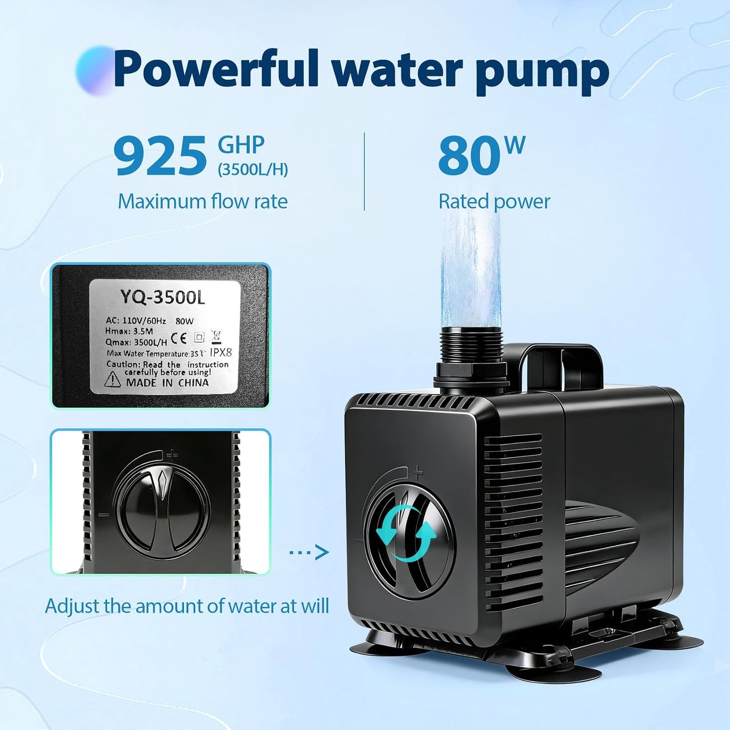 16 Inch Pond Spillway Waterfall Kit with 930GPH Pump, for Up to 6000 Gallon Ponds, Garden Patio Outdoor Water Feature,waterfall for pond(3-year warranty)