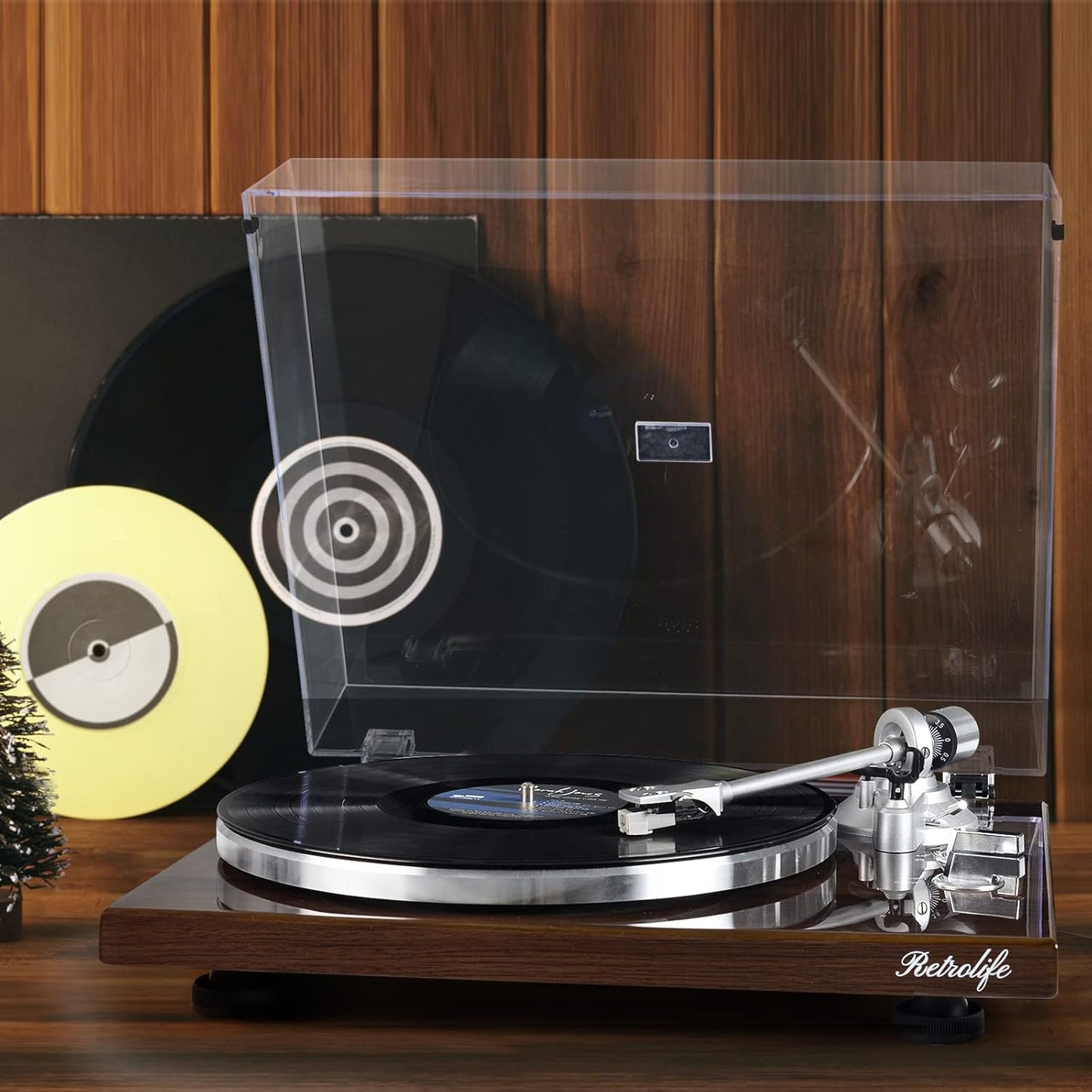 Turntables Belt-Drive Record Player with Wireless Output Connectivity, Vinyl Player Support 33&45 RPM Speed Phon