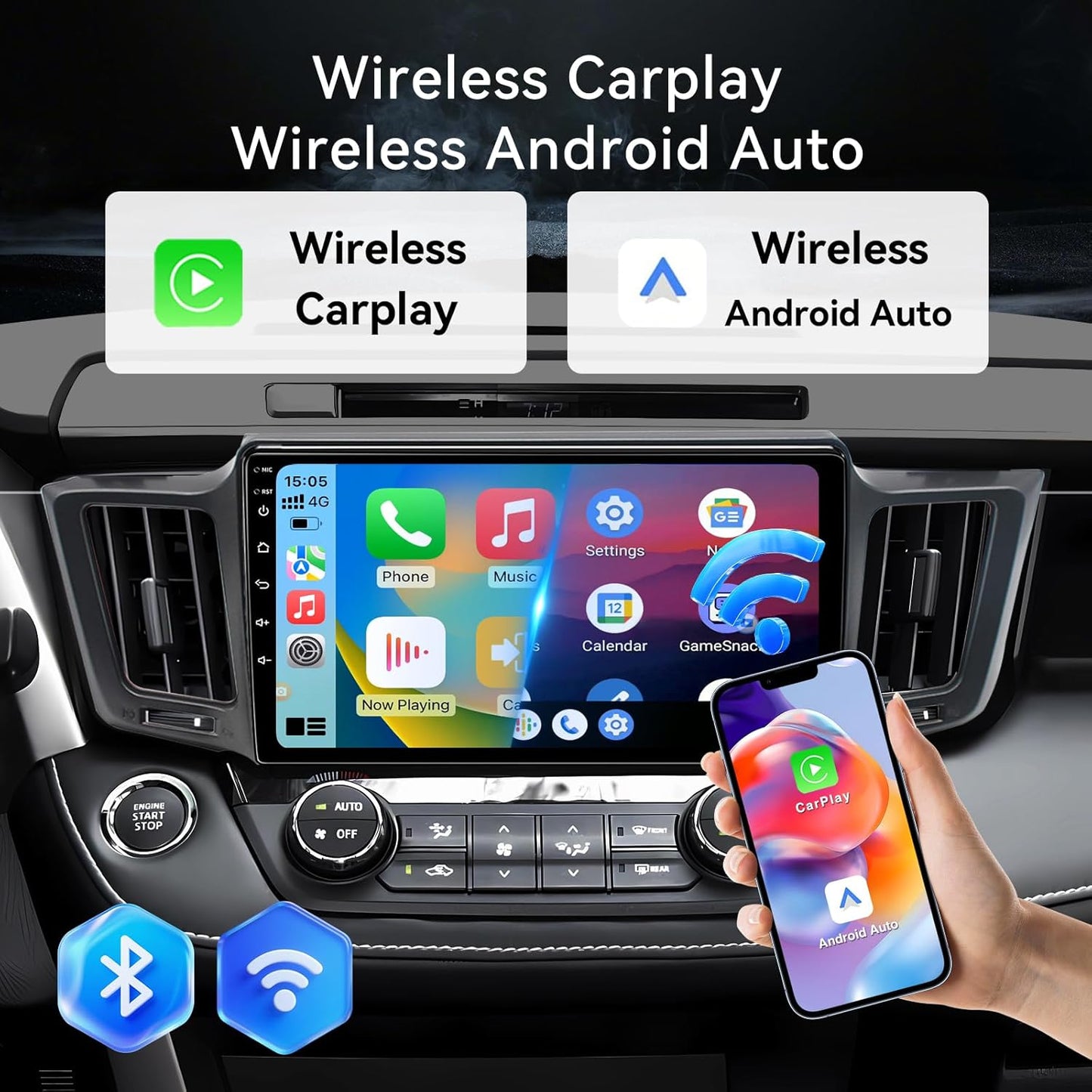 Android 13 Radio Compatible with Toyota RAV4 2013 2014 2015 2016 2017 2018, 10 Touch Screen Car Stereo Head Unit Wireless Carplay/Android Auto Mirror Link Backup Camera
