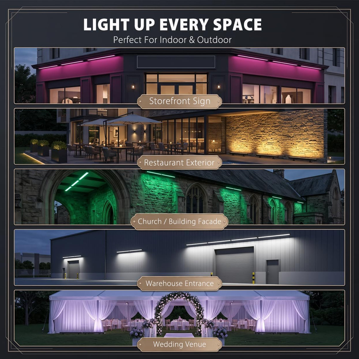 108W LED Wall Washer Lights- Linkable, 10x60° Beam-RGBW Color Changing