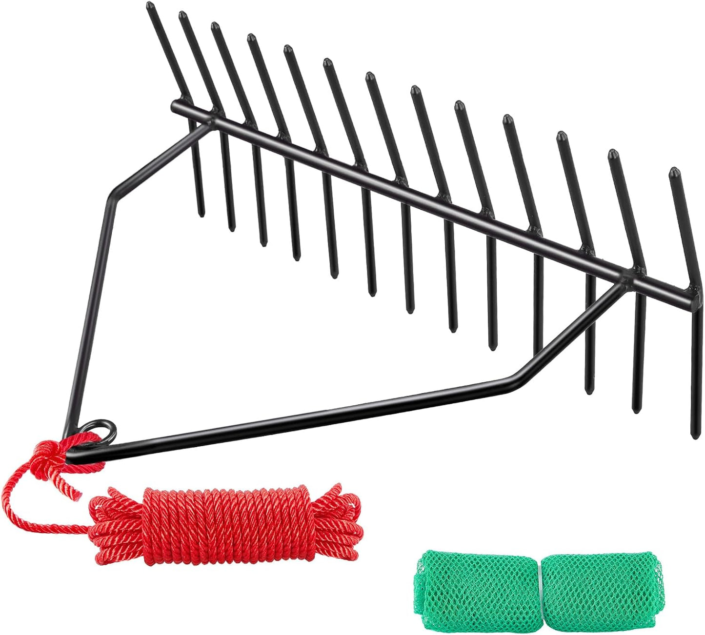 32' Aquatic Weed Rake, 8.6' Steel Rod Lake Weed Cutter, One-Piece Welding, No Assembly Required, Lake Weed Rake for Pond Beach Landscaping, Perfect