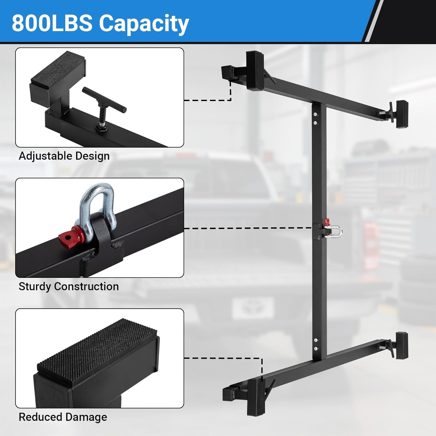 Adjustable Truck Bed Lifter Box Lift for Lift Pickup, Powder Coated Heavy Duty Truck Bed Lifting Tool for Pickup Trucks, 800LBS Capacity