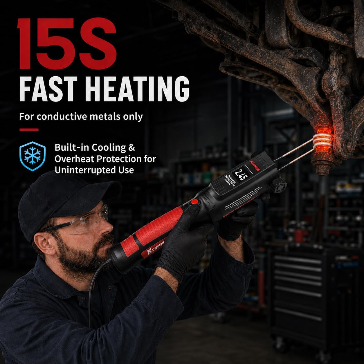 Induction Heater 1800W, Magnetic Handheld Tool with 12 Coils & Toolbox for Automotive Repair, Rusty Bolt & Screw Removal,Black