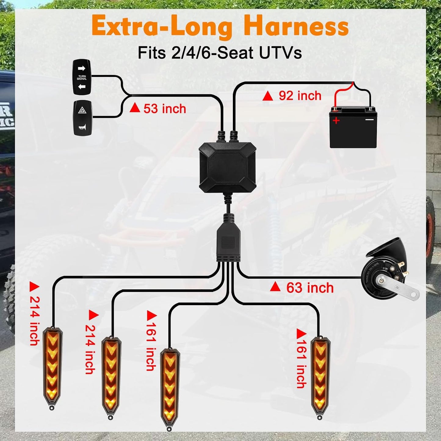 UTV Arrow Design Turn Signal Kit with Horn, Plug and Play, Rocker Switch