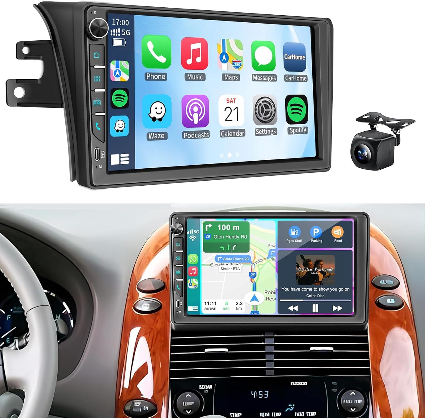 9 inch Touchscreen Car Radio Stereo with Wireless Carplay Android Auto Navi Volume Knob for Toyota Sienna 2004 2005 2006 2007 2008 2009 2010