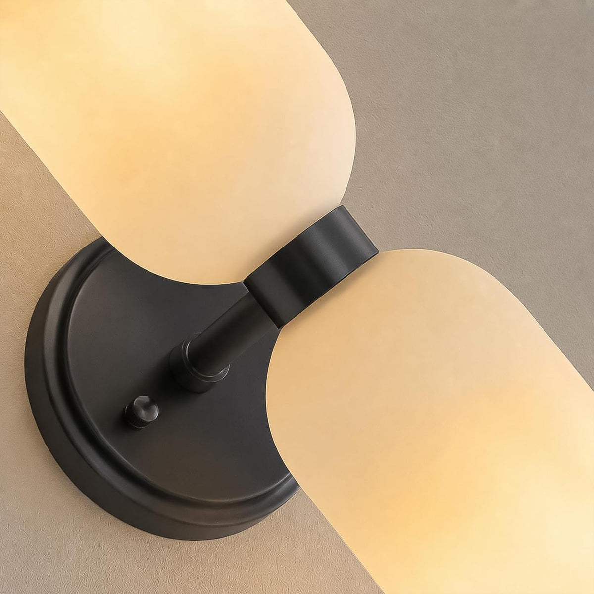 Black Wall Sconces Set of 2 - Frosted Milk Glass Dimmable Light Fixtures