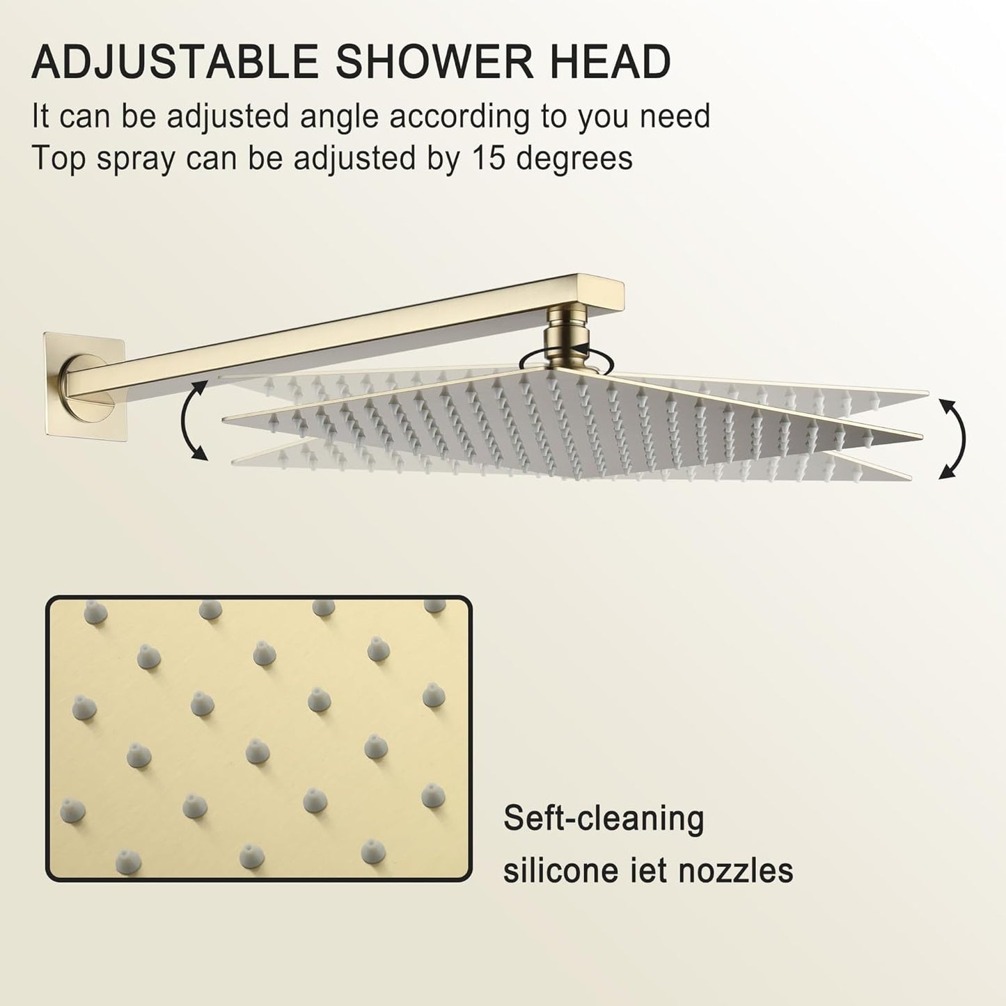 CASAINC Thermostatic Shower System 10 Inch Brushed Gold Rainfall Shower Head with Handheld Wall Mounted Shower Kit