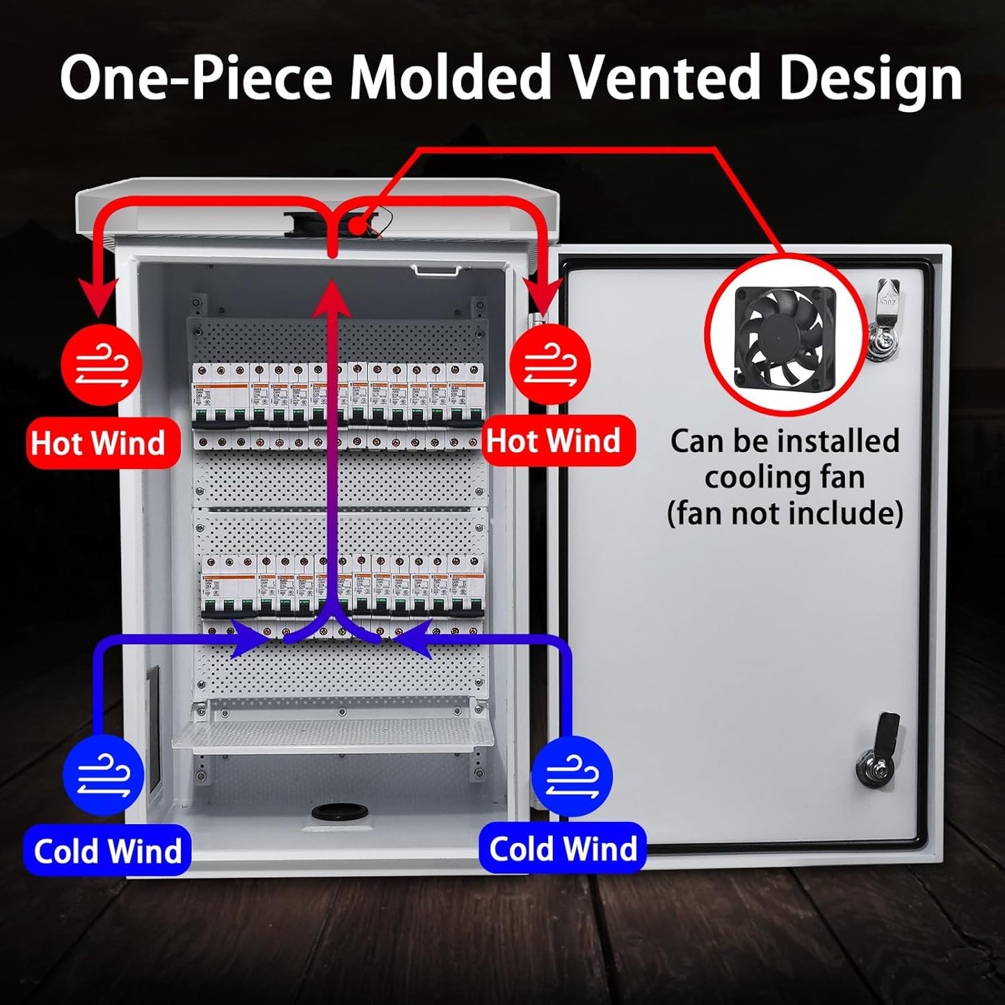 Outdoor Weatherproof Enclosure Electrical Box - 23.6x15.7x11.8' Outdoor Network Enclosure Exterior Box Ventilated Enclosure hinged Outdoor Galvanized