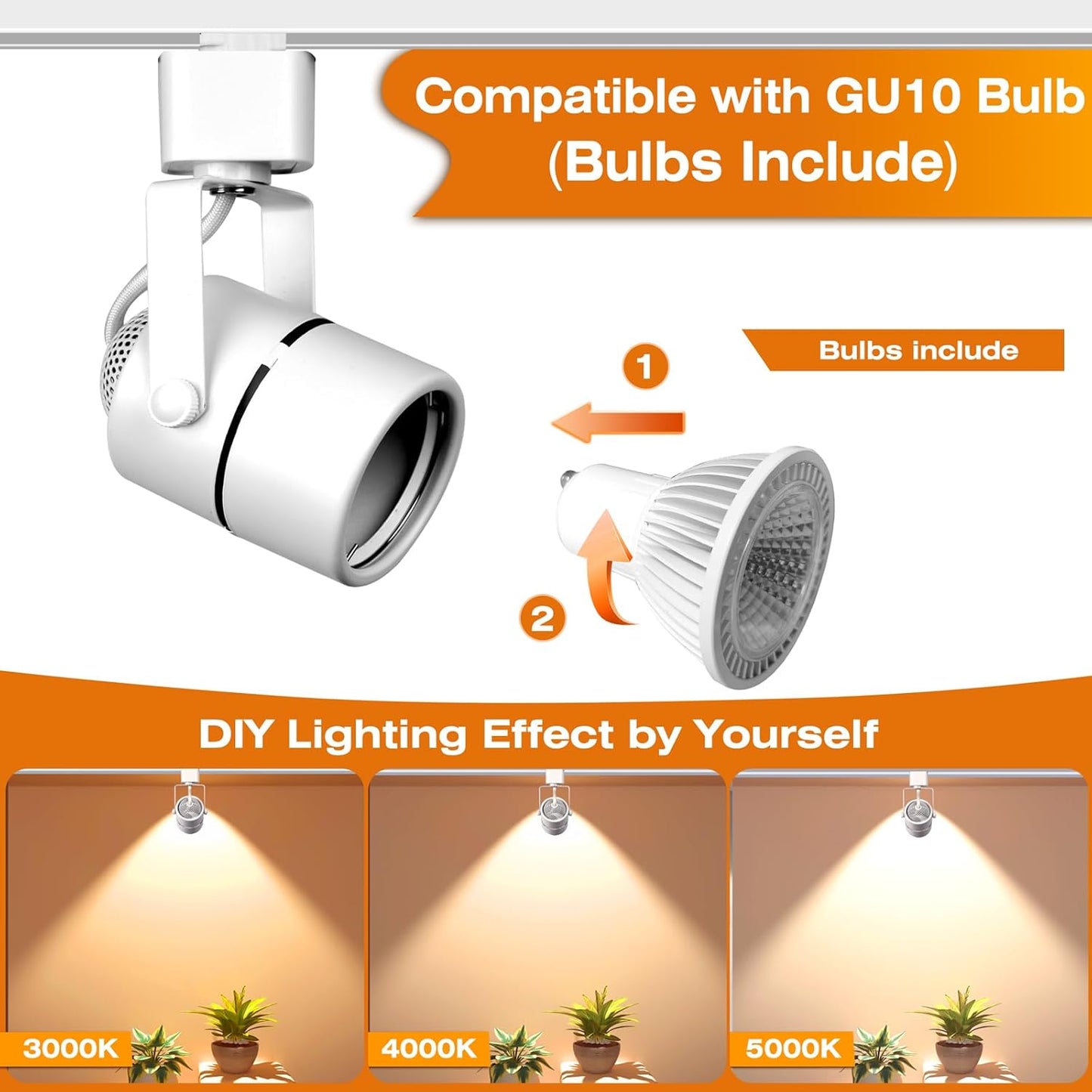 7.5W H Type Track Lighting Heads, Dimmable Bright 5500K Cool White, Flicker Free CRI90+ Track Lighting Fixtures