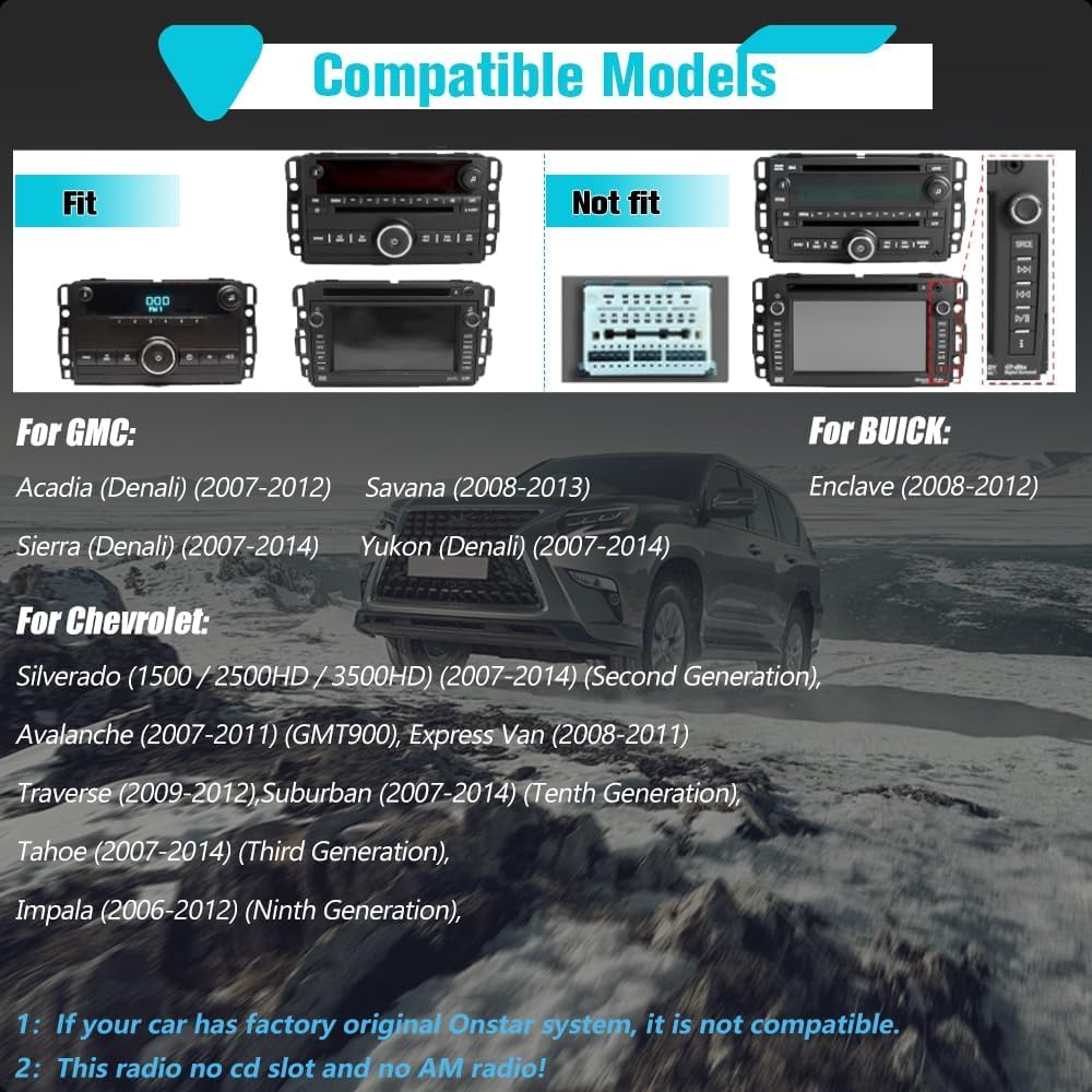 AWESAFE Car Stereo for Chevrolet Silverado Tahoe GMC Sierra Yukon 2007-2013, Android 7 Inch Touch Screen Silverado Radio with CarPlay Android Auto Bluetooth GPS AM FM - Camera Included 2GB+32GB with backup camera