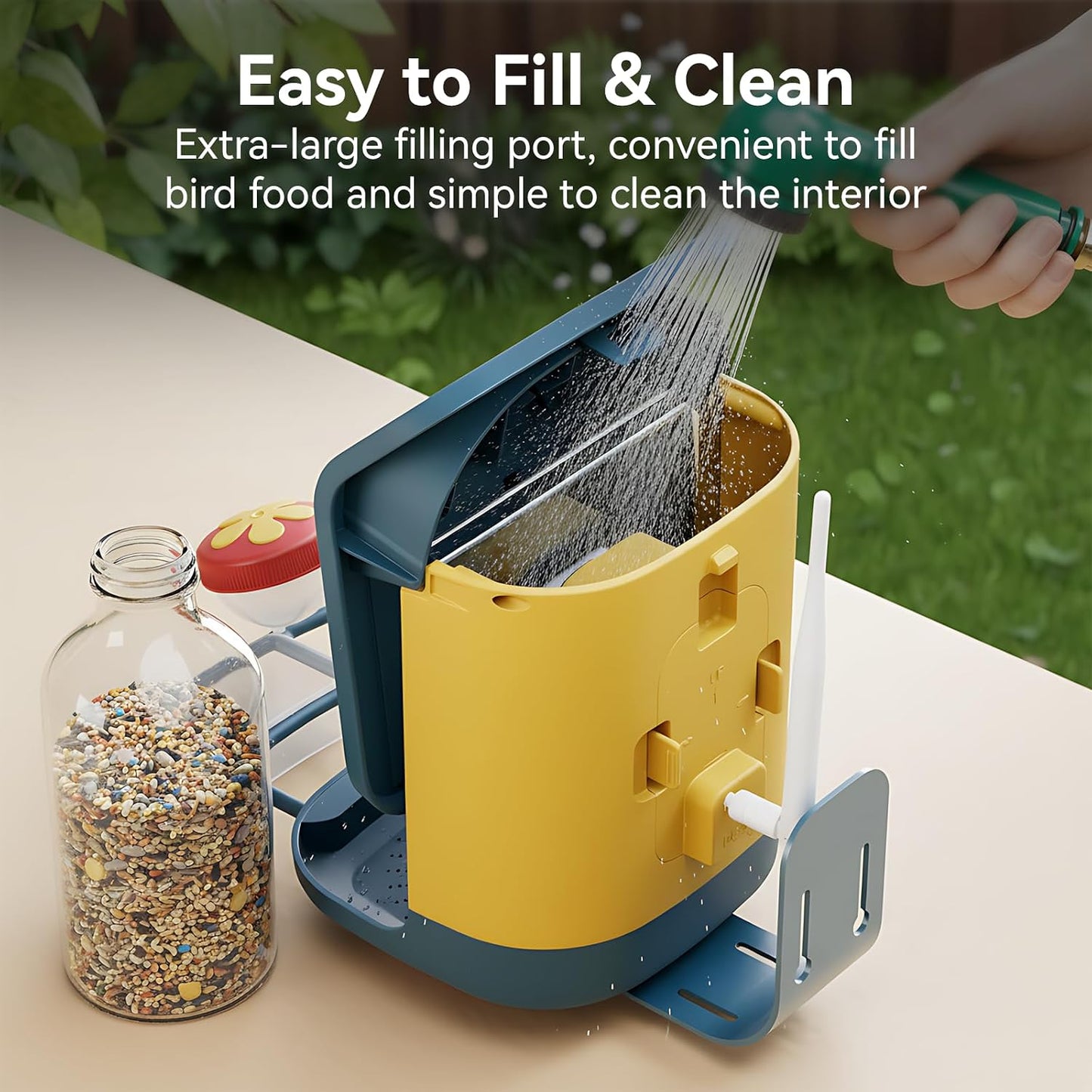 Smart Bird Feeder with Camera, Support 2.4GHz/5GHz, 2K Live Steam for Outdoor, 1.8L Large Capacity, AI Identify Auto Capture Videos, Smart Camera Bird Feeder for Outside, Ideal Gift for Christmas