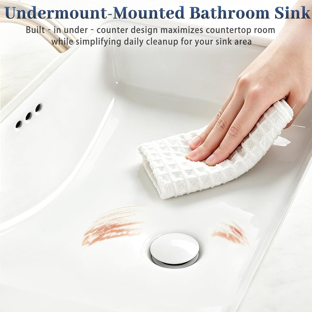 IBVIVIC Undermount Bathroom Sink, 21.1x14.7 Inch White Rectangle Porcelain Ceramic Vessel Sink, Deep Basin with Overflow - Under Counter Lavatory Vanity Sink for Home & Hotel 21.1*14.7Inch
