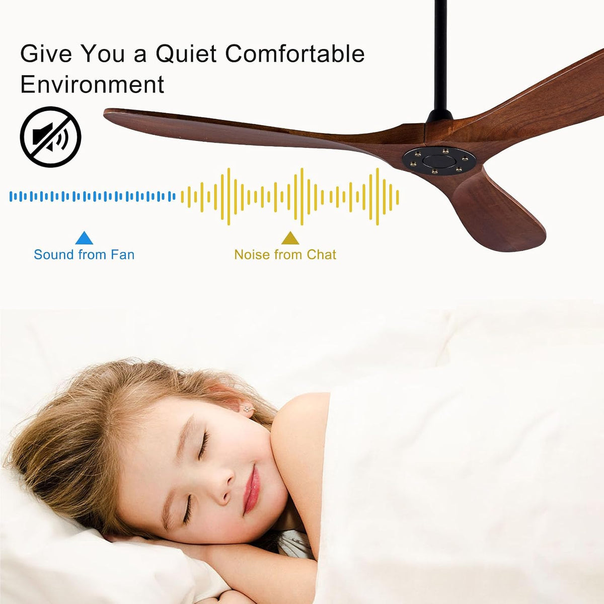 Outdoor Ceiling Fan no Light, 52 inch Wood CeIling Fans without Light and Remote Control,Black Ceiling Fan for Patio, Modern Design for Garage, Living Room, Bedroom, Office