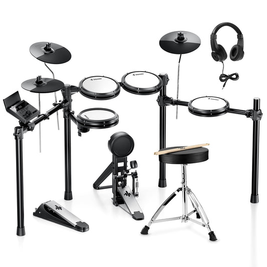 Donner Electric Drum Set for Beginners, Electronic Drum Kit with Quiet Mesh Pads, Bluetooth, Drumsticks, Throne, 5 Pads 3 Cymbals Digital Drum, DED-100(2026)