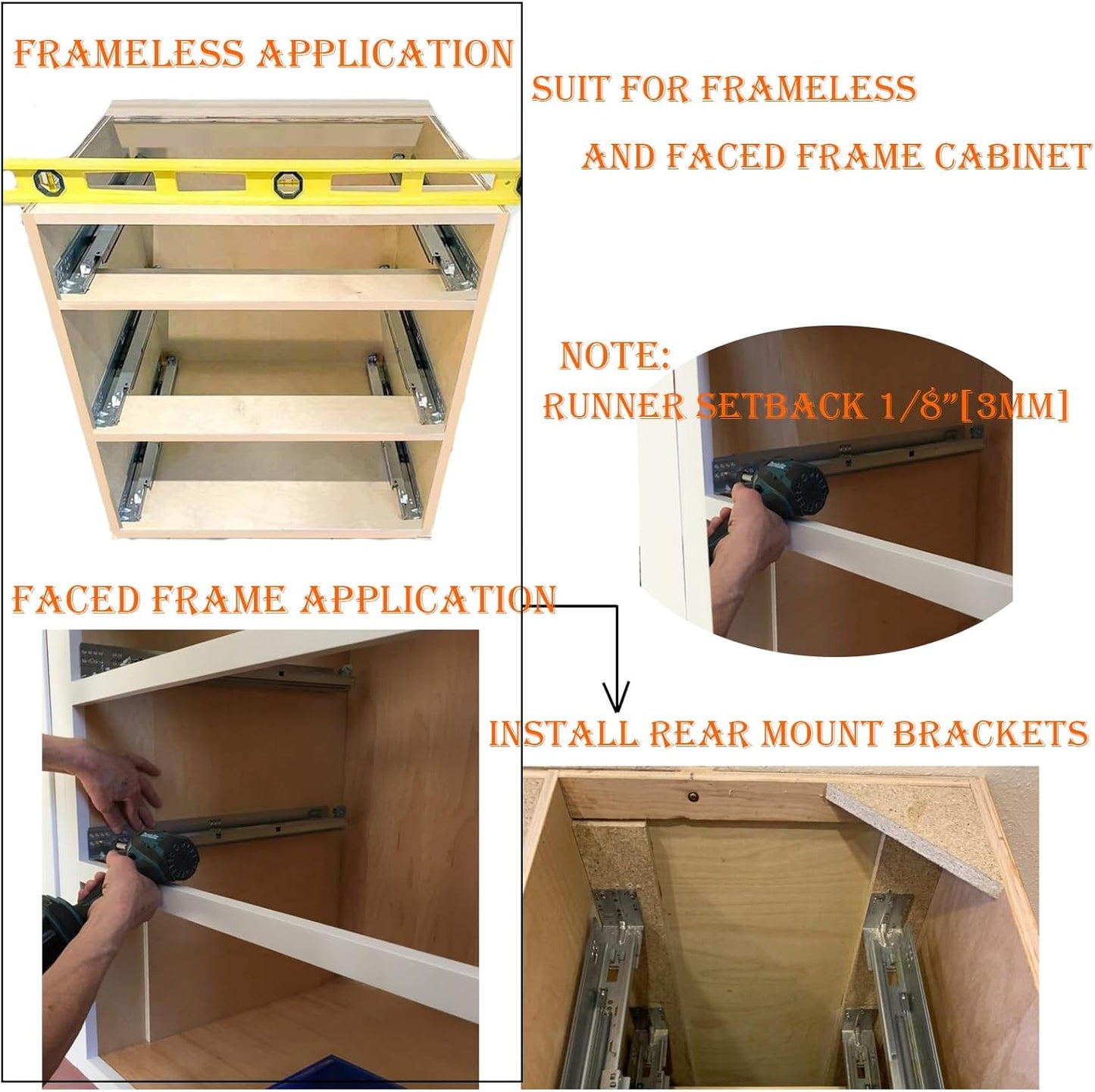 6 Pairs 21 Inch Undermount Soft Close Drawer Slides