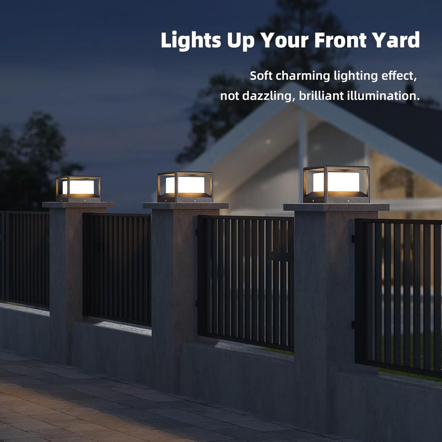 PAKEDANDUN Outdoor Column Light, Modern Post Light Medium Size Fence Deck Cap Light High Voltage IP65 Waterproof Lantern 3000K Luxury Post Pillar