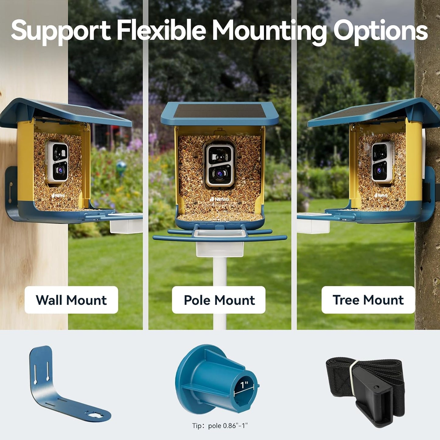 Smart Bird Feeder with Camera, Support 2.4GHz/5GHz, 2K Live Steam for Outdoor, 1.8L Large Capacity, AI Identify Auto Capture Videos, Smart Camera Bird Feeder for Outside, Ideal Gift for Christmas