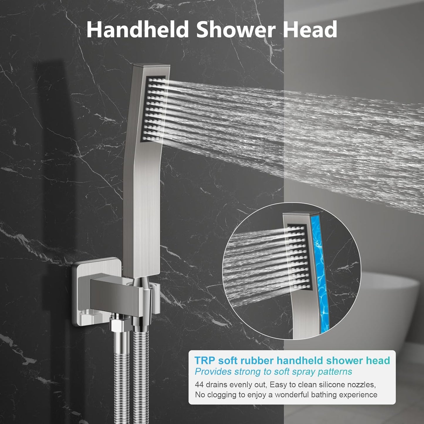 Baetuy 12 Inch Shower Faucet Set, Rainfall Shower System with High Pressure Handheld Shower Head and Square Fixed Shower Head,Spray Wall Mounted