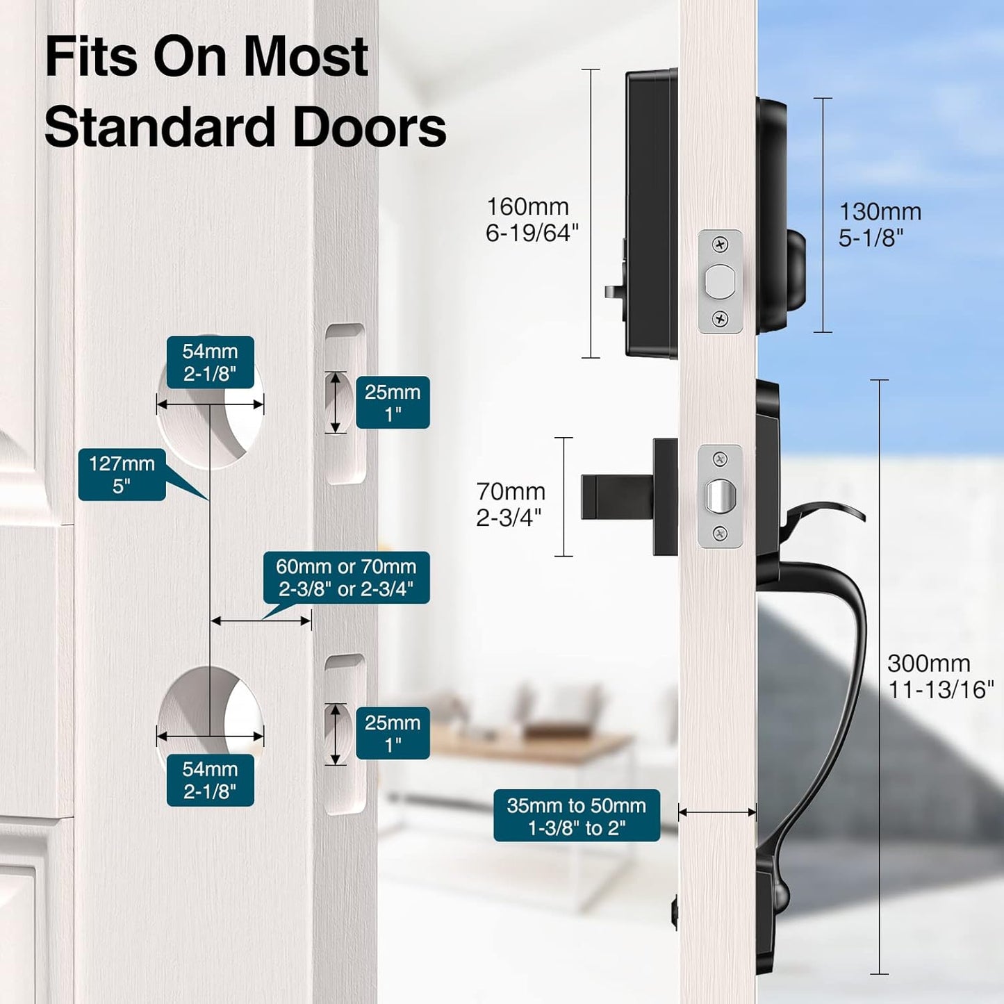 Keyless Entry Door Lock with Handle, Calzibeno Front Door Lock with Keypad, Electronic Touchscreen Keypad Deadbolt Lock, Featuring Auto Lock,