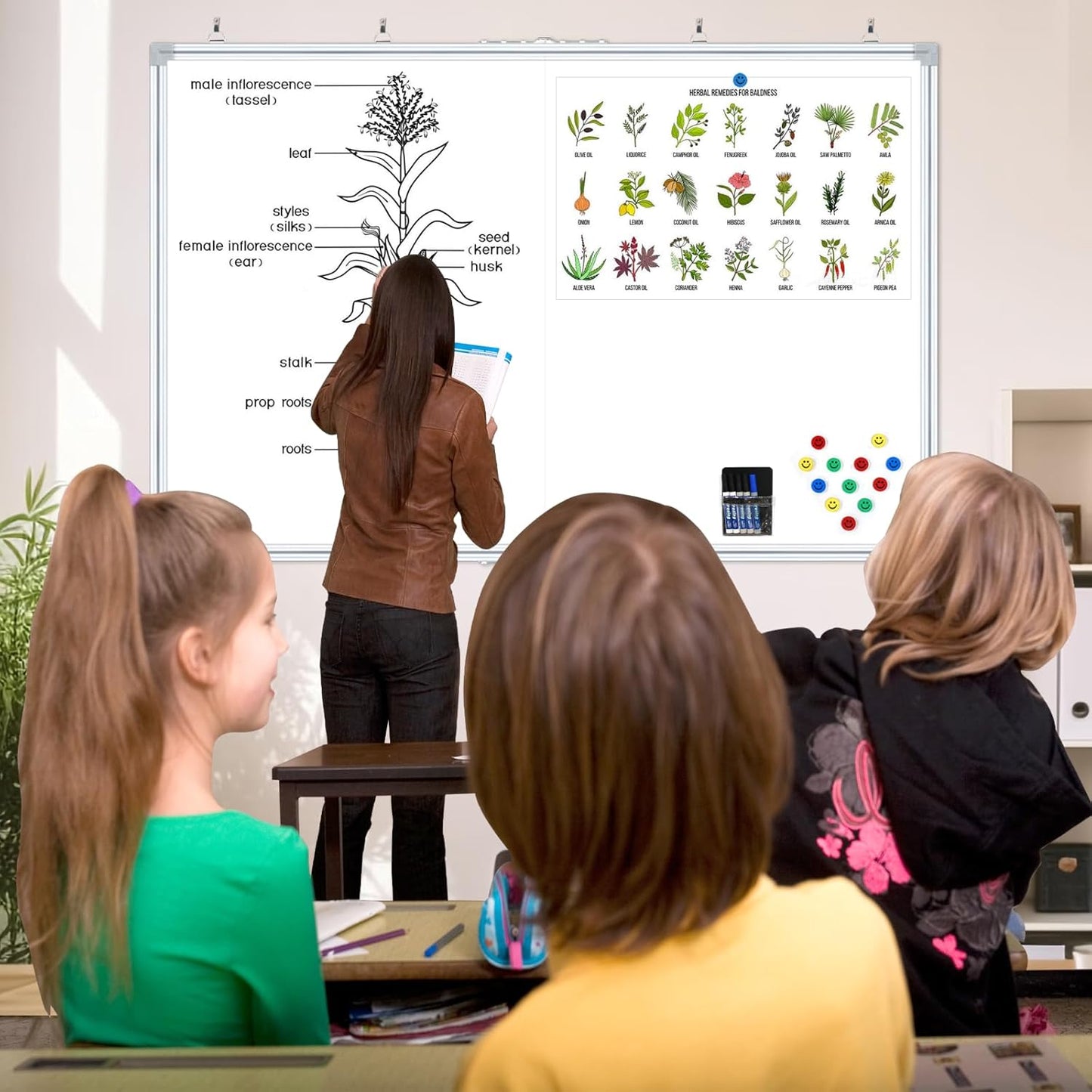 Magnetic Dry Erase Board 60x40 Inches, Foldable Whiteboard with Silver Frame for Classroom, Office and Home - 5x3.5 Ft, Non-Glare Surface, Full Magnetic Accessory Kit Included White 60"X40"