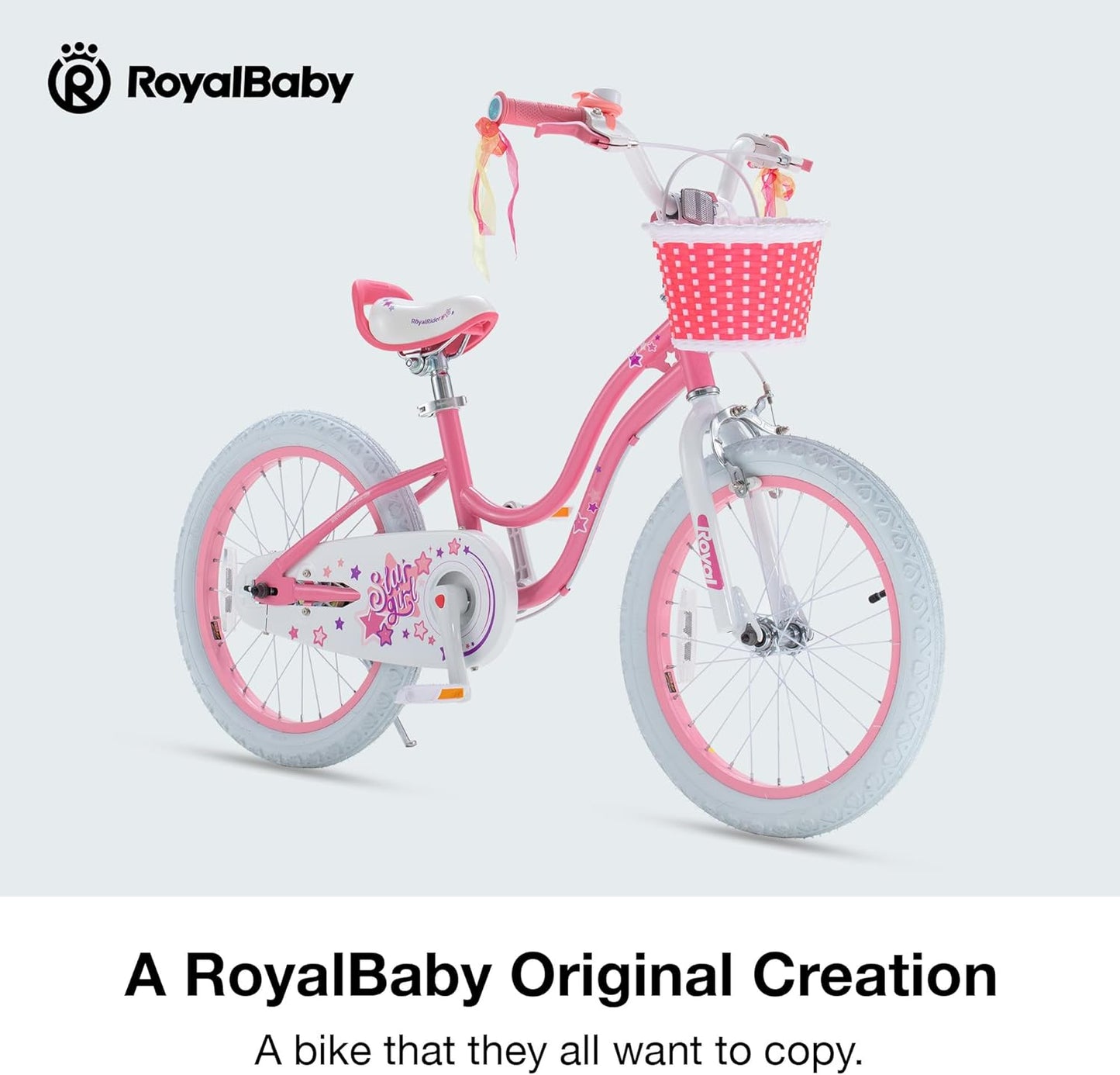 Royalbaby EZ Stargirl Kids Bike,Easy Learn Balancing to Biking,18 Inch Balance & Pedal Bicycle,Beginners Girls Bicycle for Children Ages 5-9 Years,